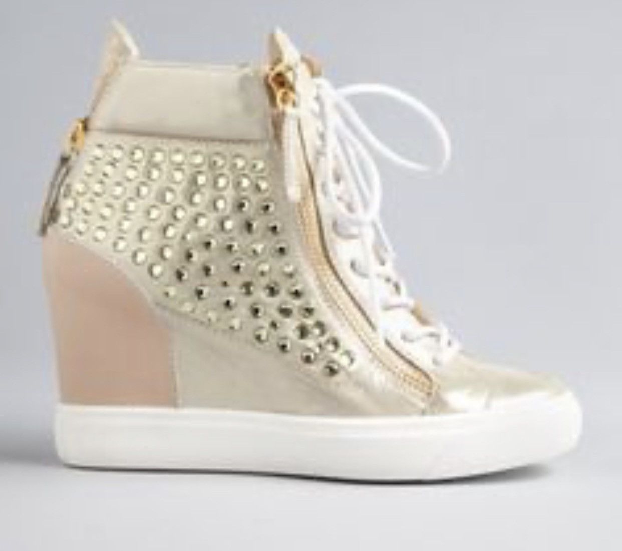 Giuseppe Zanotti Gold/Beige Leather And Suede Crystal