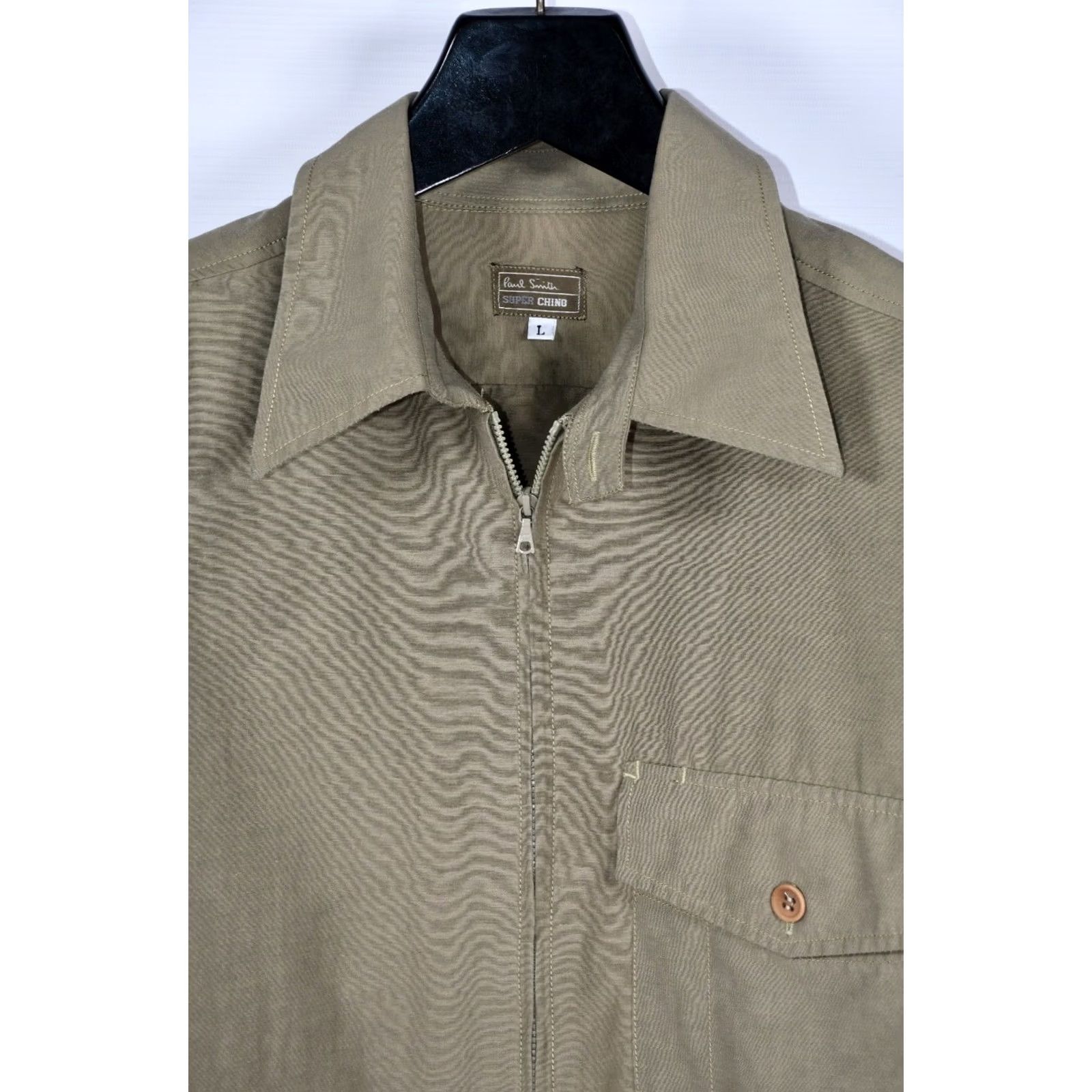 Paul Smith PAUL SMITH Shirt L Khaki 90's Vintage Short Sleeve Button-Up Men Regular Size L Chest 58cm Back Length 73cm Collar 43cm Cotton Nylon Solid Casual Size US L / EU 52-54 / 3 - 6 Thumbnail