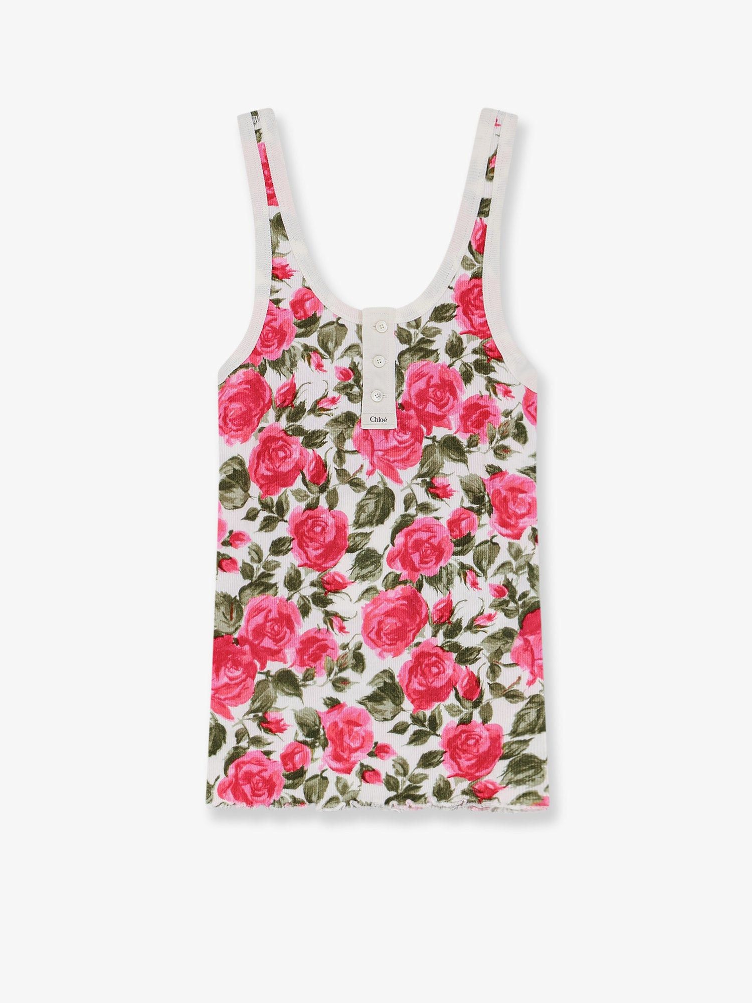 Chloe Cotton Henley Tank Top With All-Over Floral Pattern Size XS / US 0-2 / IT 36-38 - 1 Thumbnail