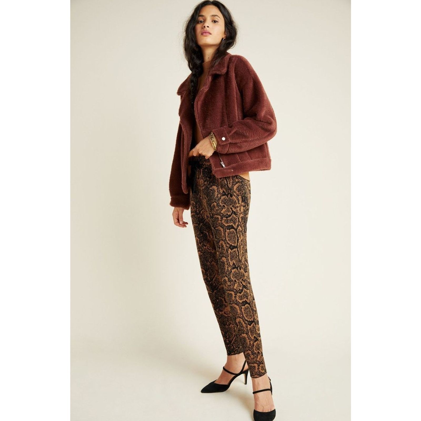 Anthropologie Anthropologie Sherpa Swan Coat by FRNCH $198 Brown X-SMALL Size XS / US 0-2 / IT 36-38 - 4 Thumbnail