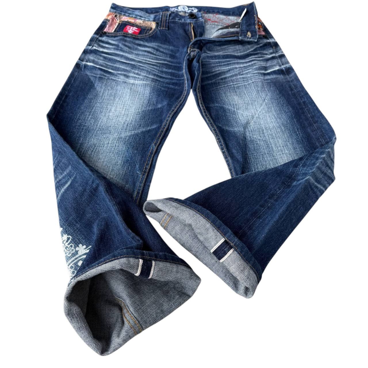 Japanese Brand RARE Namitatsu Redline Denim Ankle Cut-"Dokuro" Skull Tattoo Size US 30 / EU 46 - 9 Thumbnail