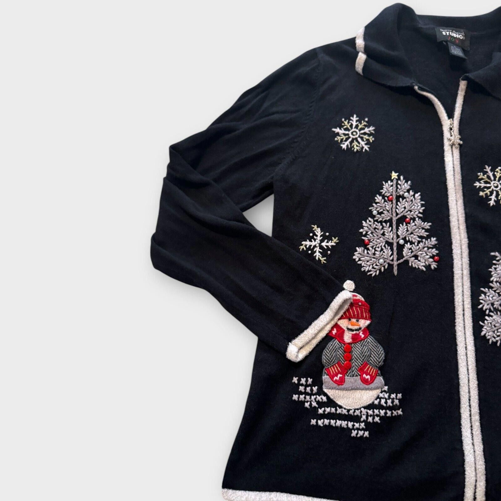 Other Y2K Era Full Zip Christmas Sweater Snowman Size L / US 10 / IT 46 - 4 Thumbnail