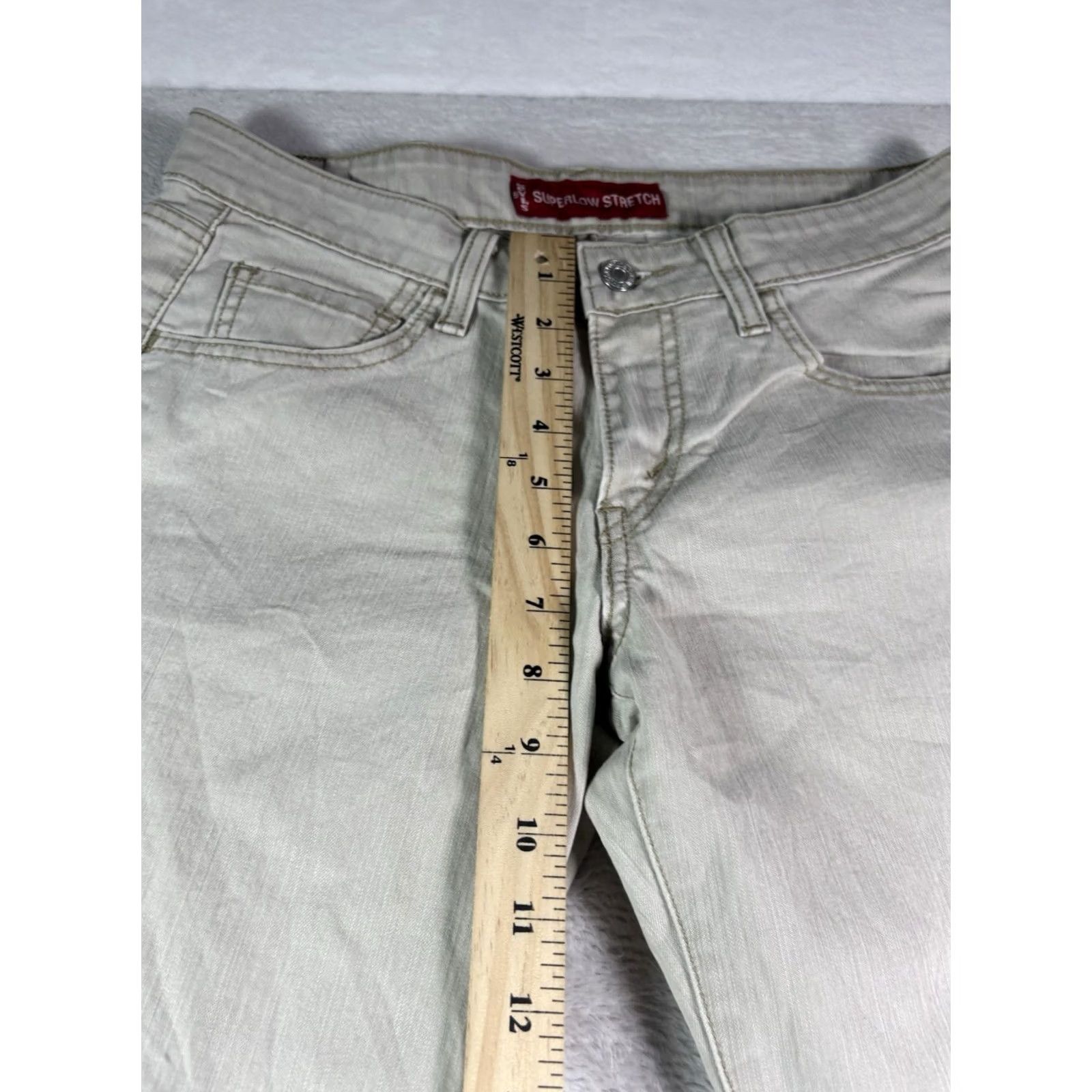 Levi's VINTAGE Levi’s 518 Jeans Women's Superlow Stretch 7JR L=M Bootcut Gray/White Levi's 500 Series Mens Womens Boys Girls Size 28" / US 6 / IT 42 - 3 Thumbnail