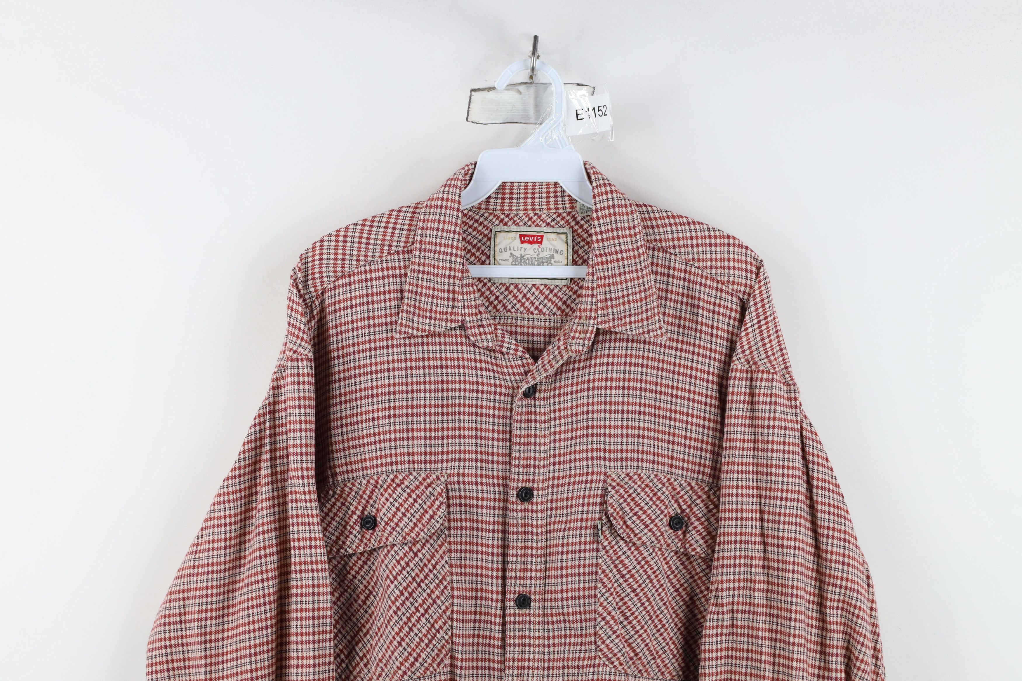 Levi's Vintage 90s Levis Baggy Flannel Collared Button Shirt Plaid Size US L / EU 52-54 / 3 - 2 Thumbnail