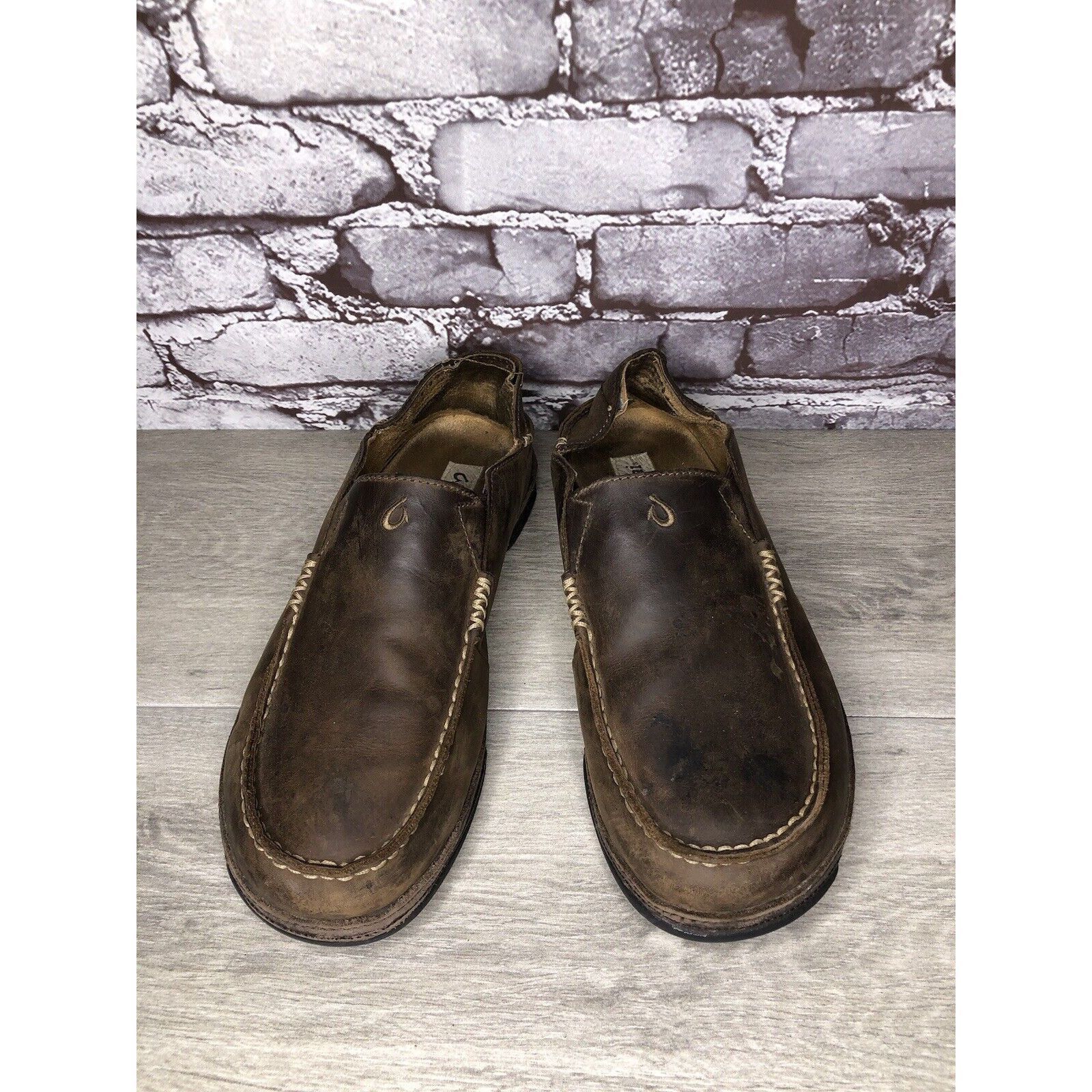 Olukai OluKai Moloa Brown Leather Casual Drop Heel Loafers Shoes Me Size US 10 / EU 43 - 16 Thumbnail