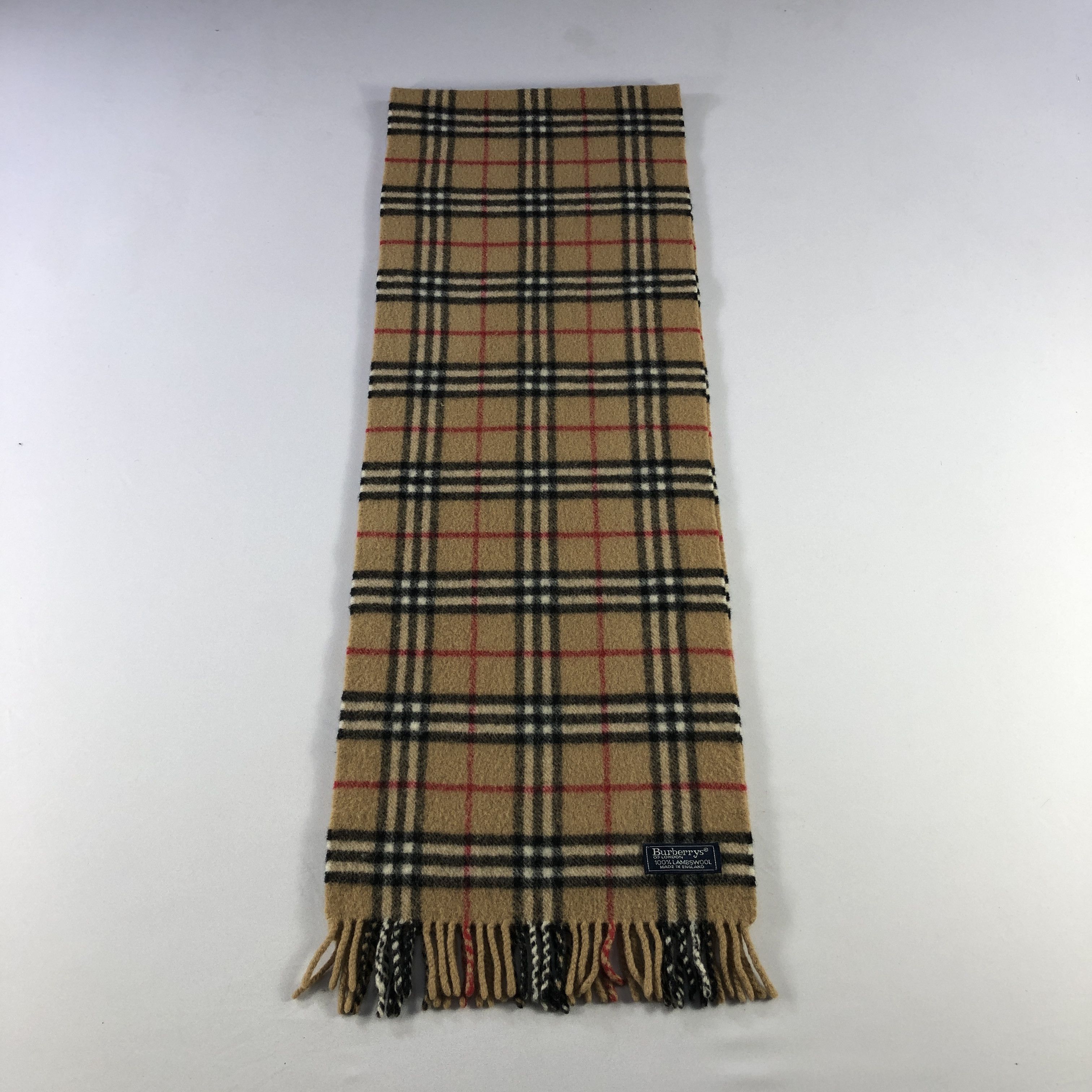 Burberry Burberrys Nova Check Tan Wool Scarf Muffler V2843 Size ONE SIZE - 2 Thumbnail