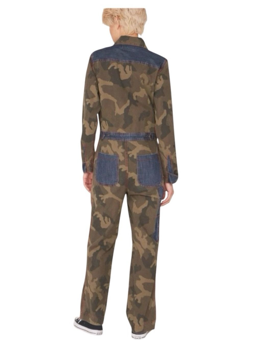 Other La Bohème Jonah Camo Jumpsuit Denim Patch Pocket Zip Front Size 30" / US 8 / IT 44 - 2 Thumbnail