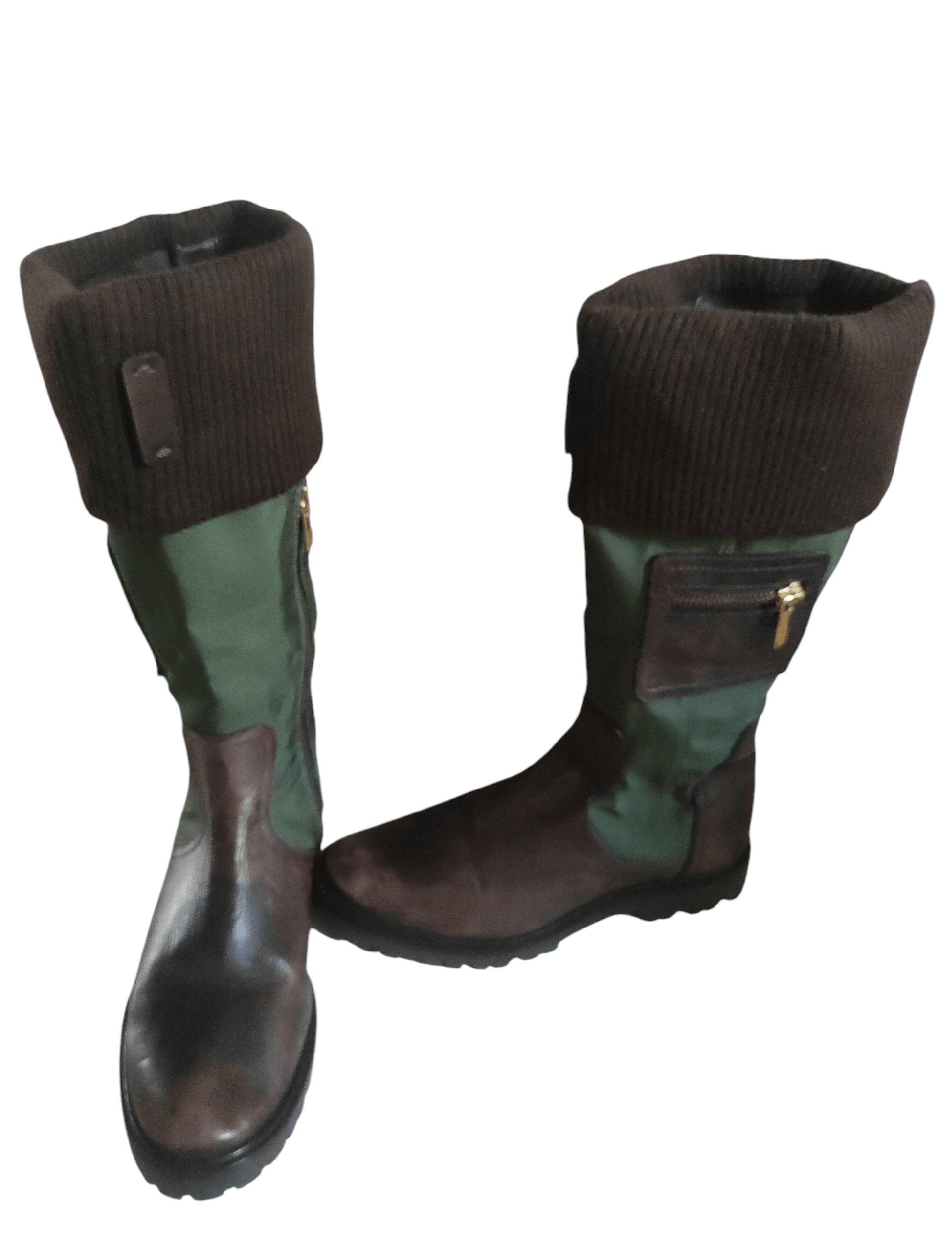 Tory Burch Tory Burch Military Green & Brown Leather Riding Boots. Size US 7.5 / IT 37.5 - 8 Thumbnail