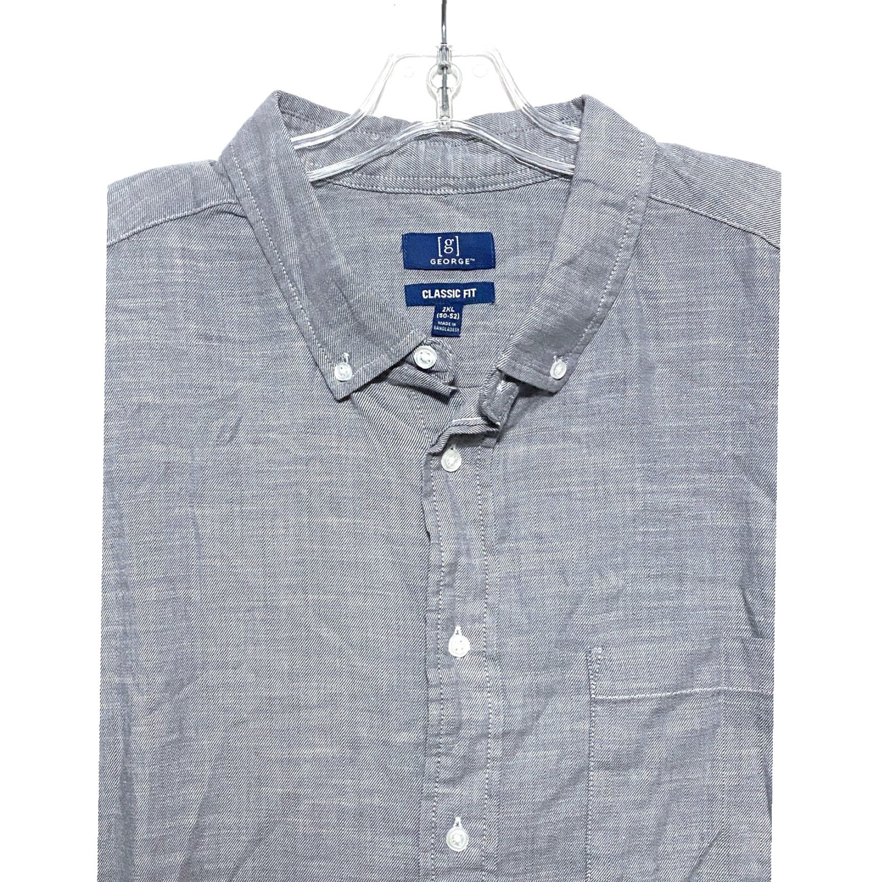 George George Classic Fit Button Down Short Sleeve Grey Shirt Men 2XL NWT Stretch Size US XXL / EU 58 / 5 - 4 Thumbnail