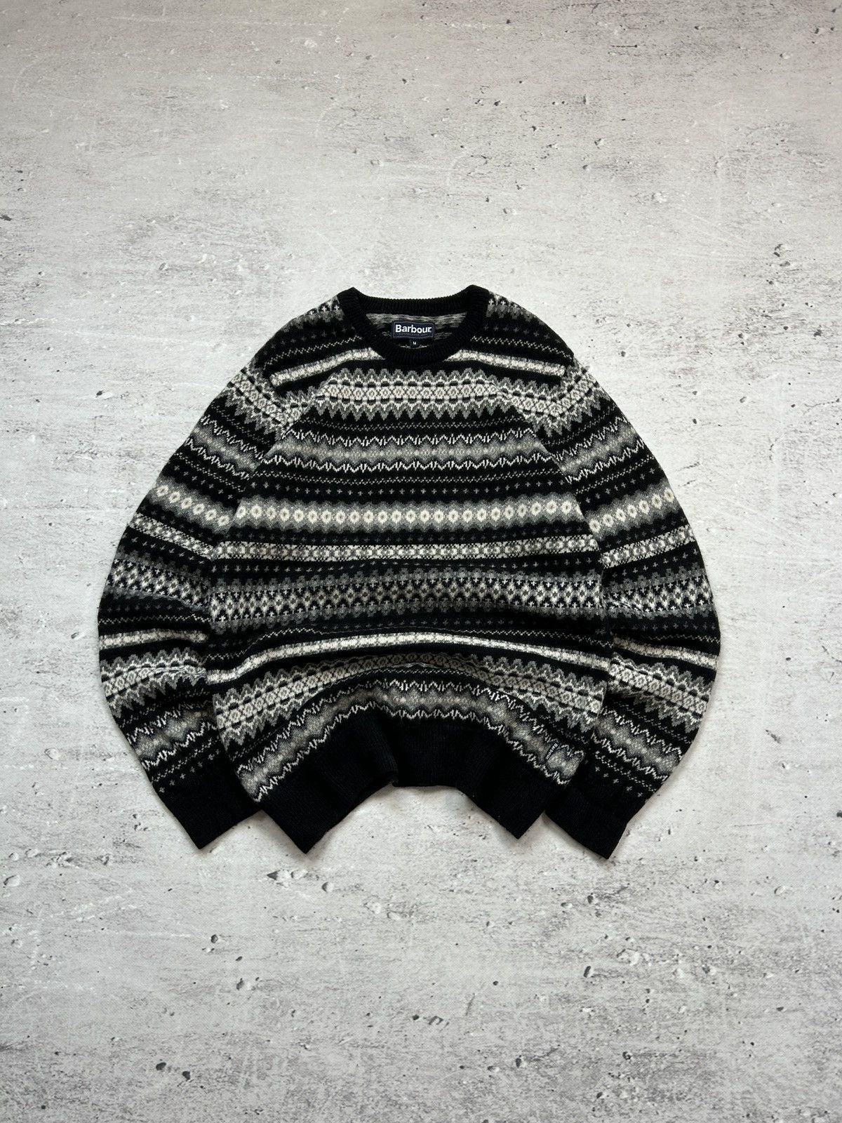 Pre-owned Barbour Y2k  Christmas Wool Sweater 00s In Black