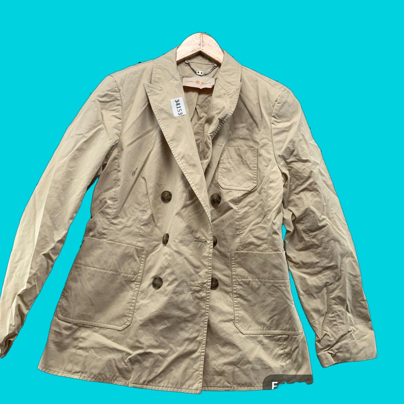 Tory Burch VINTAGE Tory Burch Khaki Blazer Jacket Womens SIZE 8 Beige Brown Business Casual 18X27 Size M / US 6-8 / IT 42-44 - 1 Thumbnail