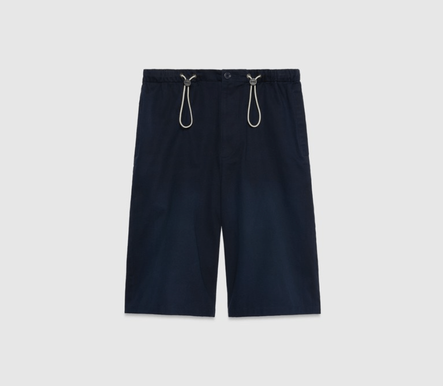 Gucci o1mt1gz0625 Cotton Drill Shorts With Embroidery in Navy Size US 34 / EU 50 - 1 Thumbnail