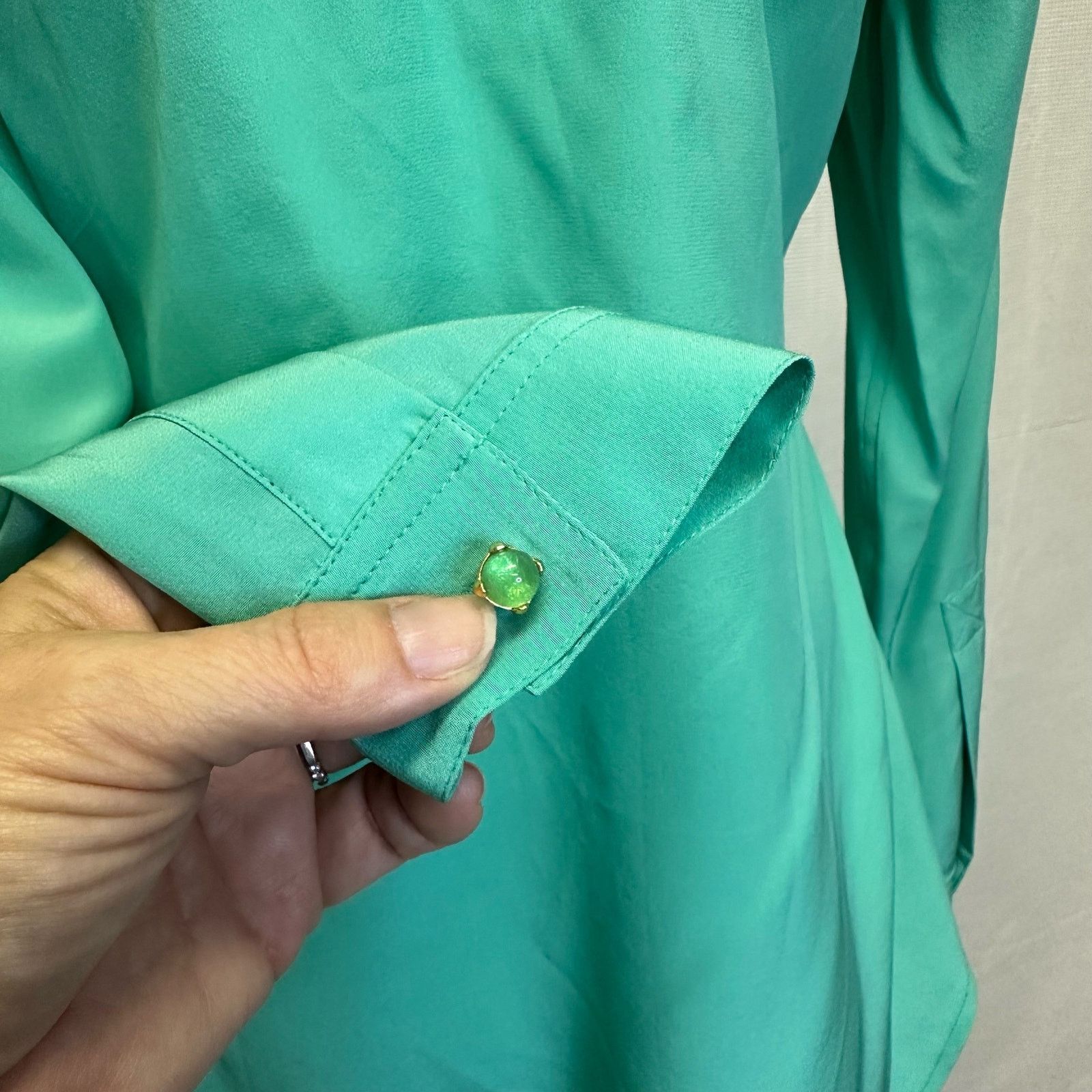 Lilly Pulitzer Lilly Pulitzer XS Teal Blouse 100% Silk with Buttons Size XS / US 0-2 / IT 36-38 - 3 Thumbnail