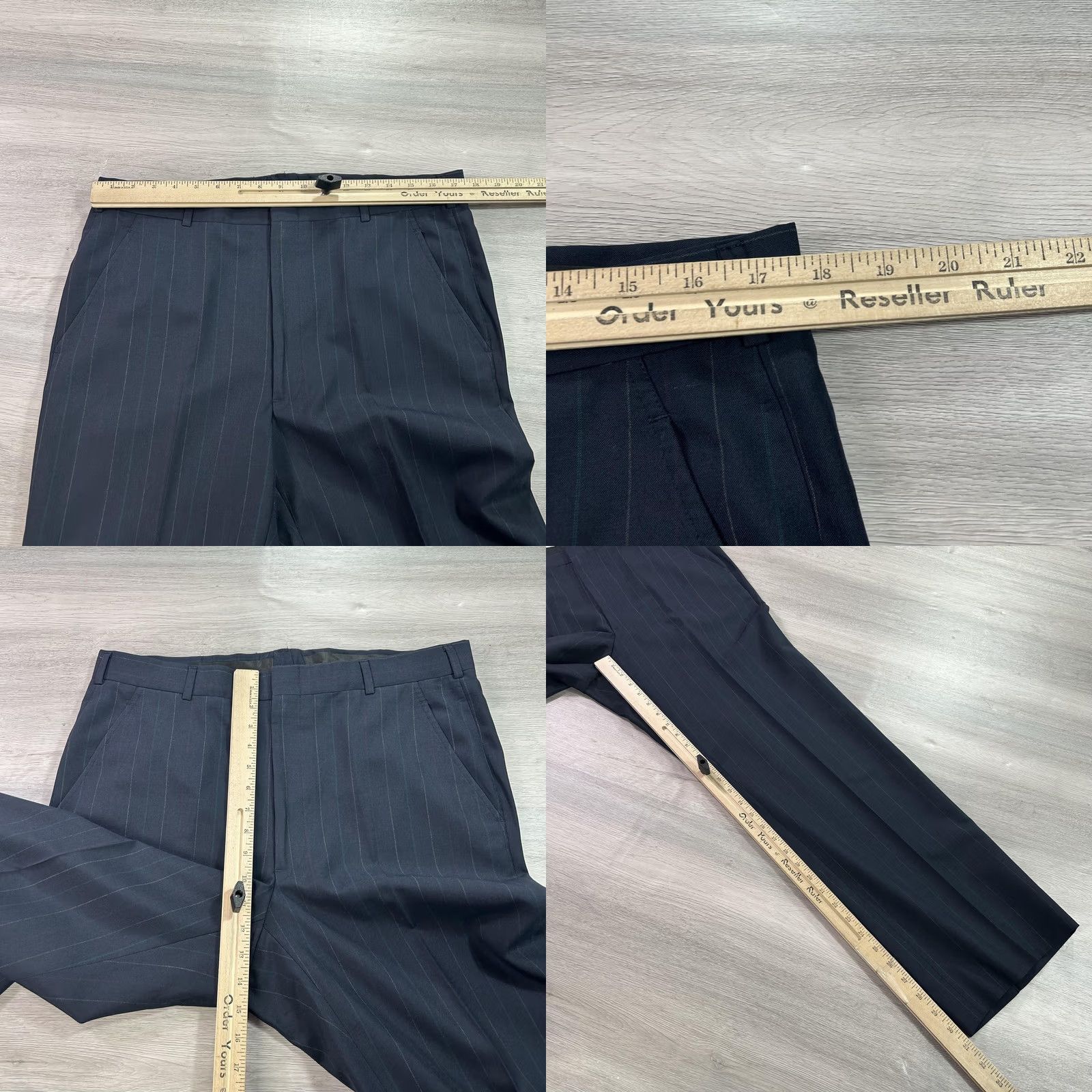 Hart Schaffner Marx VINTAGE Hart Schaffner & Marx Suit Mens 44R 36x31 Pinstripe Blue Charcoal 2 Piece 1990s Mens Size 44R - 10 Thumbnail