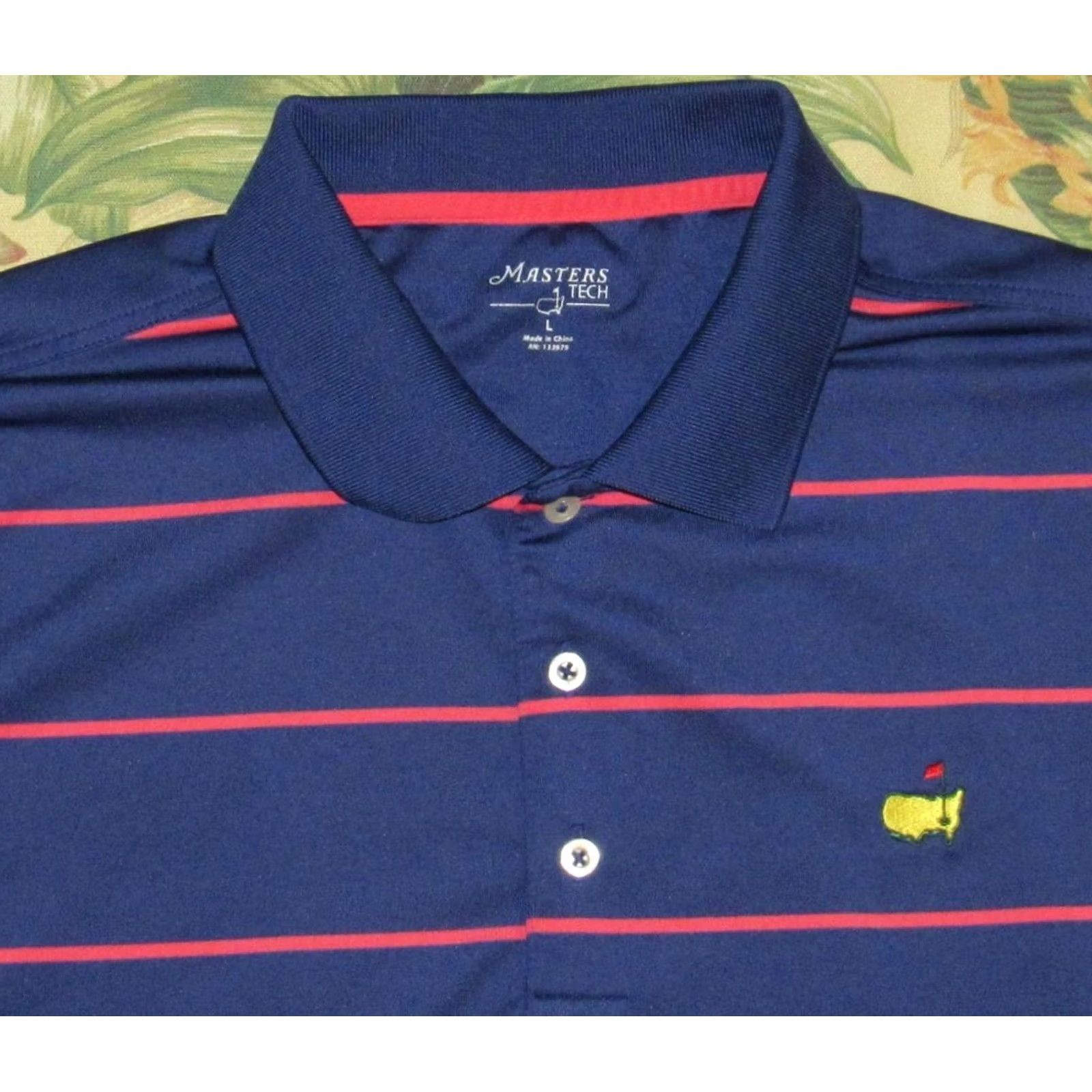 Vintage MASTERS TECH Navy Blue Pink Striped Short Sleeve Polo Shirt Large Mens Size US L / EU 52-54 / 3 - 2 Thumbnail