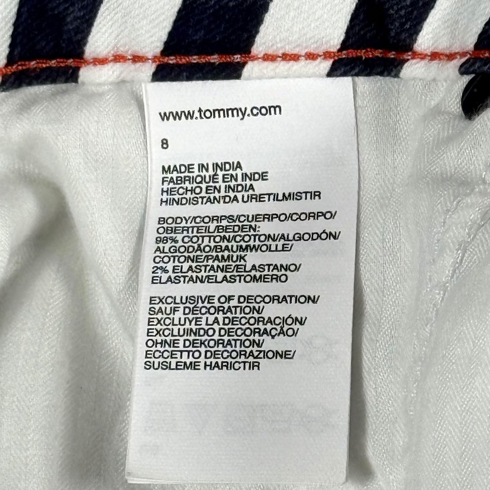 Tommy Hilfiger VINTAGE Tommy Hilfiger Pants Sz 8 Navy White Stripe Skinny Jeans Stretch Nautical Women 8 Denim Slim 5-Pocket Design Size 30" / US 8 / IT 44 - 7 Thumbnail