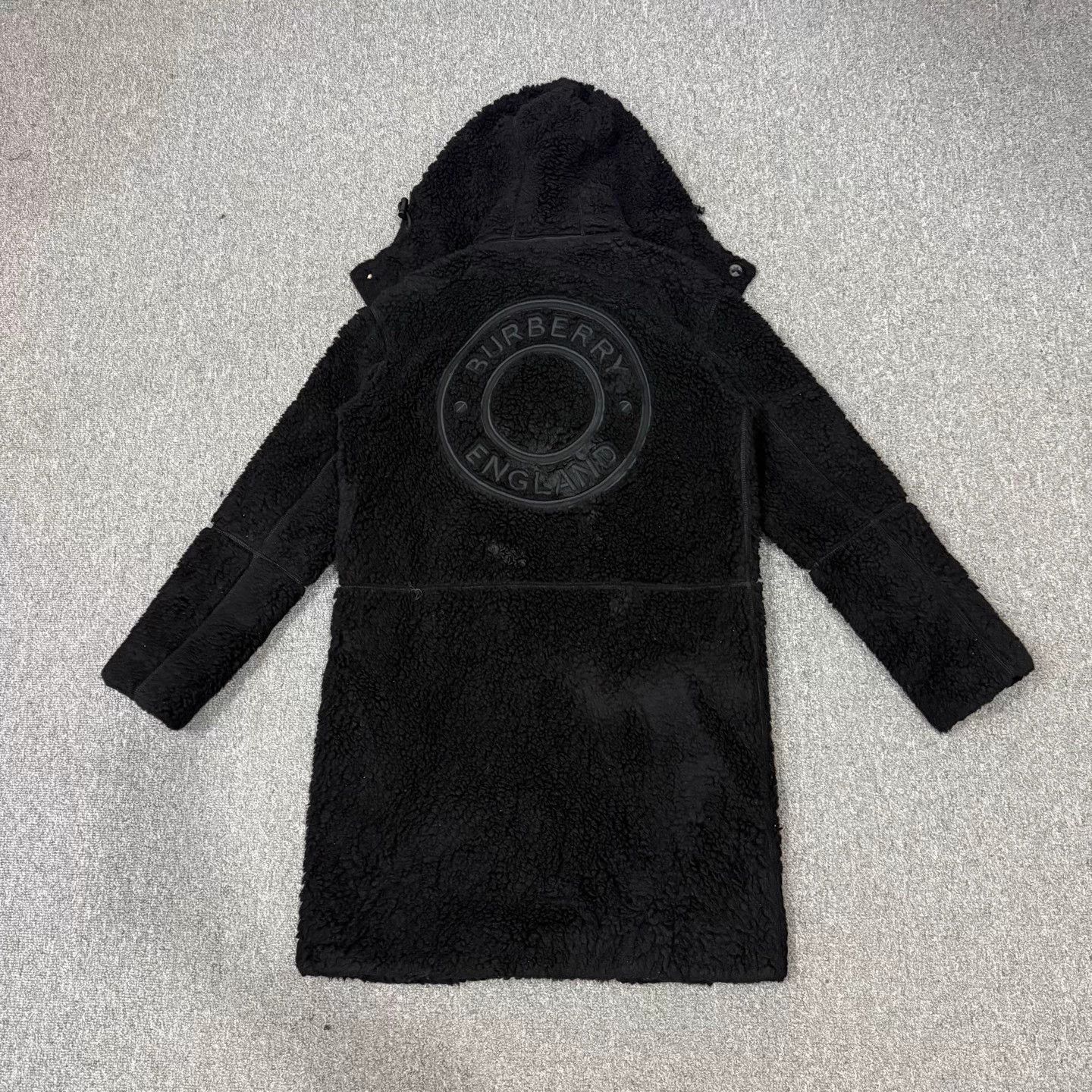 Burberry Burberry Black Colorblock Logo Lamb Wool Coat UK4 Size US XL / EU 56 / 4 - 2 Thumbnail