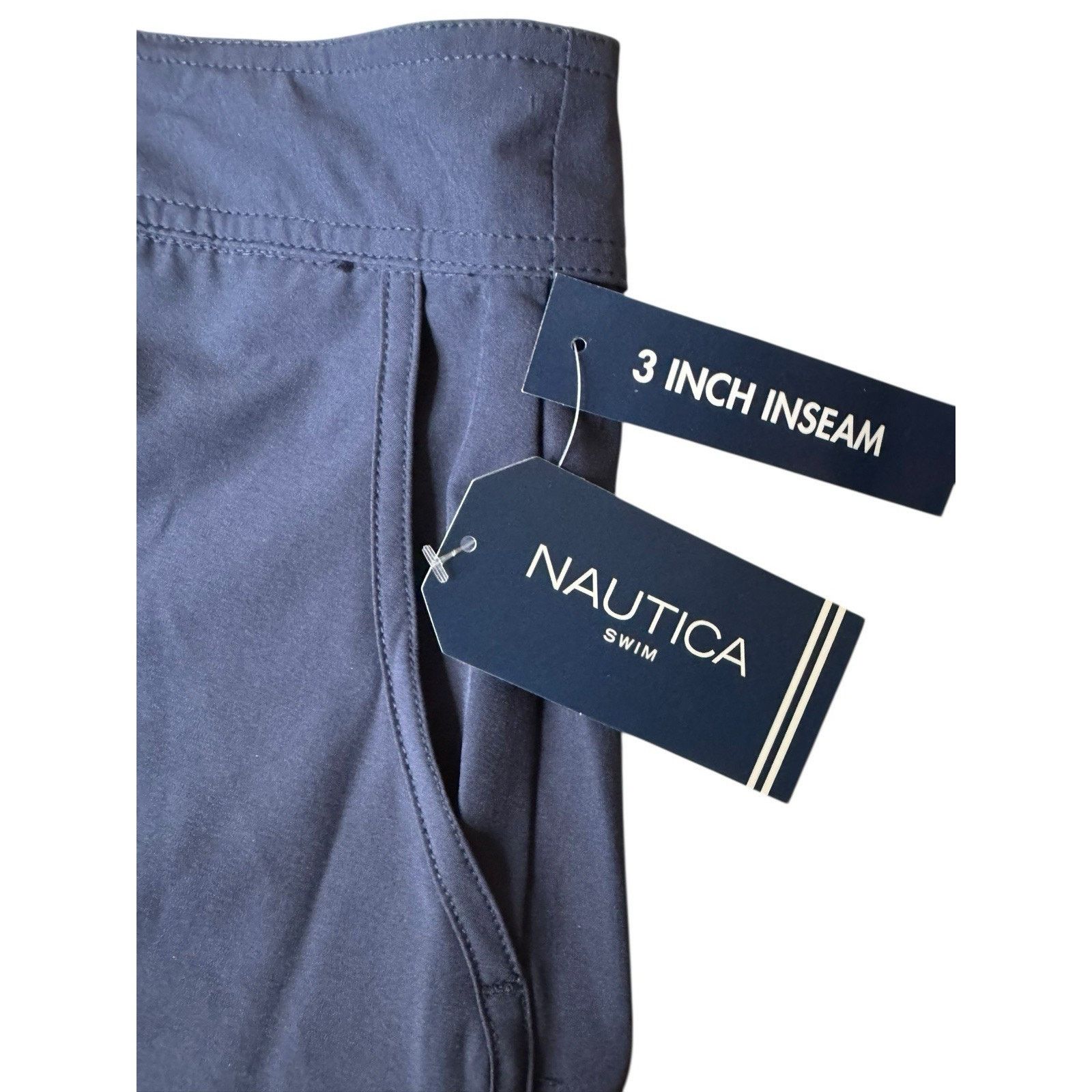 Nautica Nautica NEW Board Shorts Navy Blue Swim 3” inseam Pockets Size ONE SIZE - 3 Thumbnail