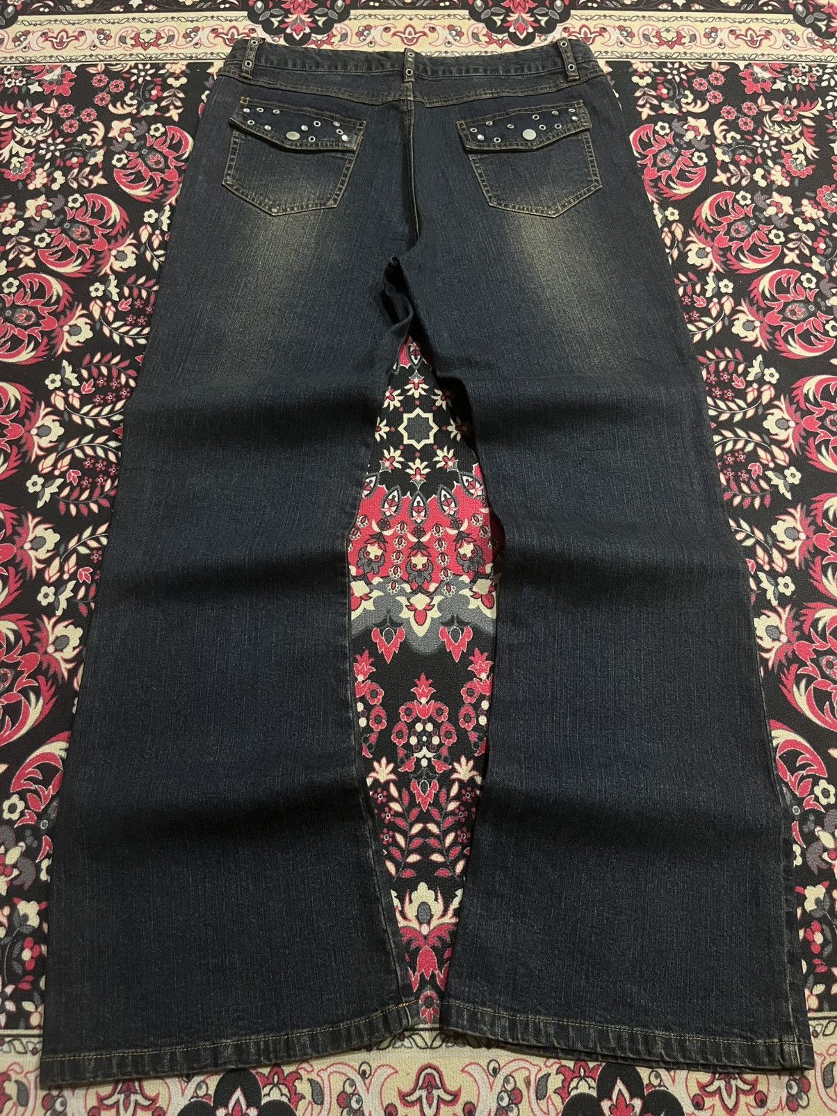 GOSTAR DE FUGA × If Six Was Nine × Le Grande Bleu (L.G.B.) ⚡️Sick⚡️Vintage Japanese Brand Broadwin Rhinestone Flare Jeans Size US 33 - 1 Thumbnail