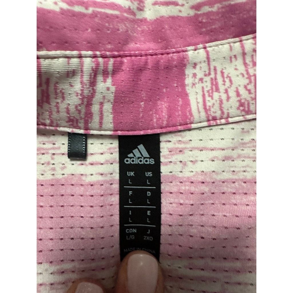 Adidas Adidas pink striped polo size L Size US L / EU 52-54 / 3 - 5 Thumbnail