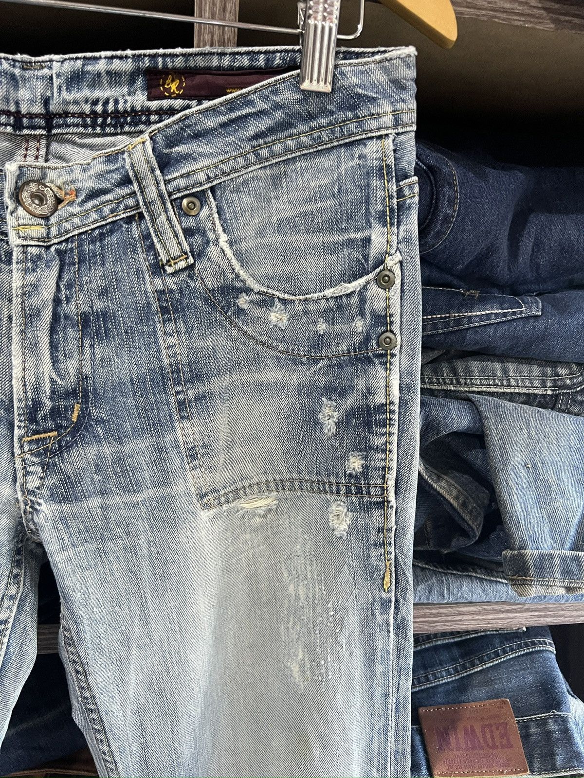 Japanese Brand 🔥Brappers Wide Leg Distressed Denim Size 31" - 6 Thumbnail
