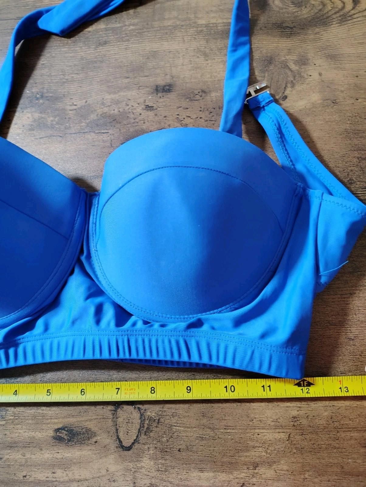 The Unbranded Brand Women's Swimwear Swimsuit Bra Top Beach Blue Bra Push Up 50s Size ONE SIZE - 4 Thumbnail