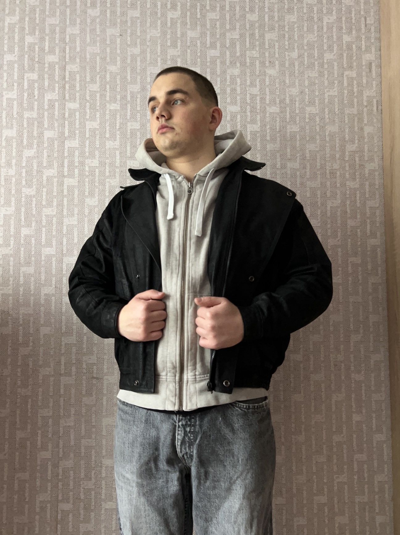 Genuine Leather × Vintage Vintage Genuine Leather Biker leather jacket y2k Size US M / EU 48-50 / 2 - 4 Thumbnail