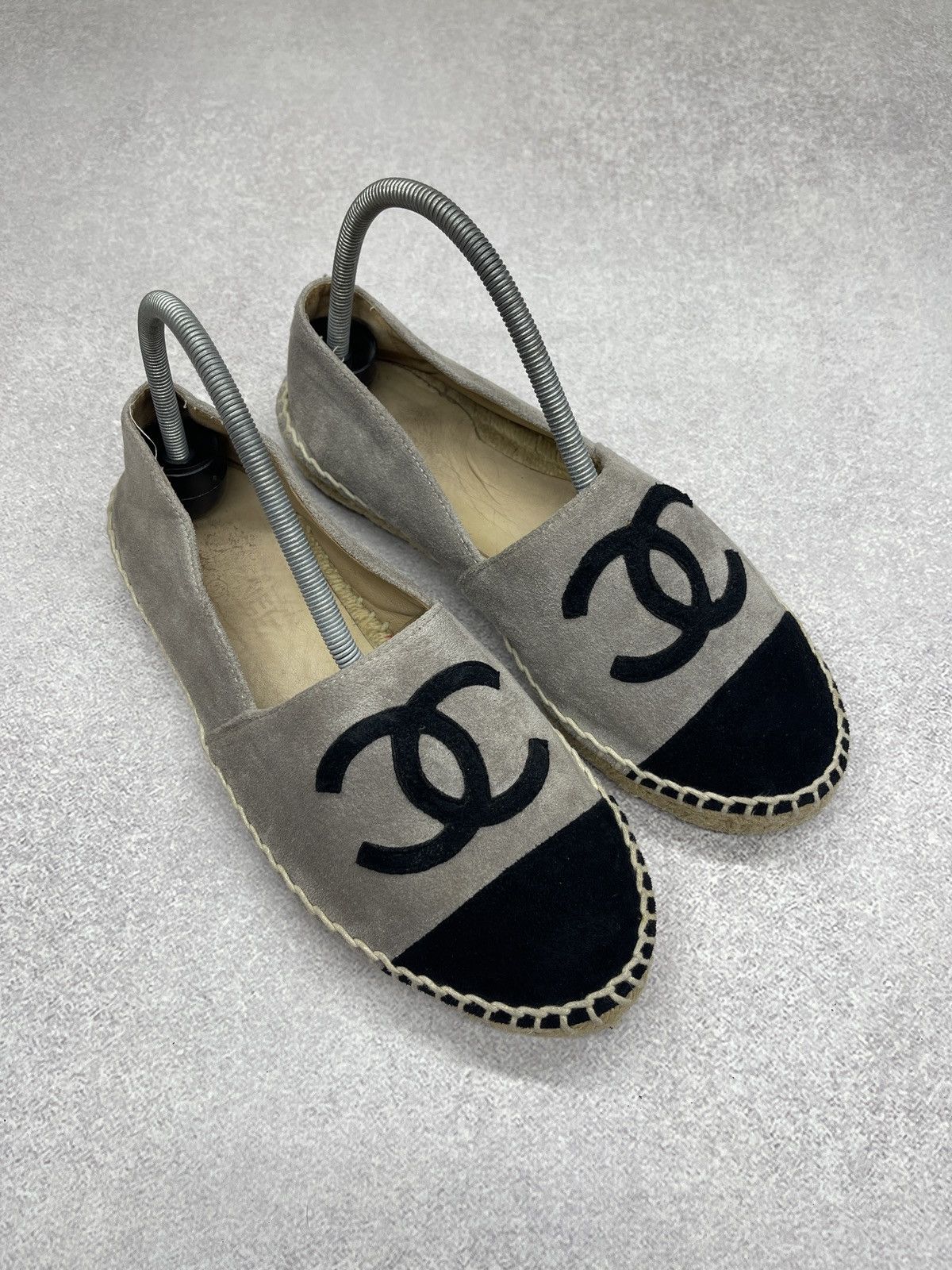 Chanel Women Chanel Espadrilles Shoes Gray/Black Made in Spain Size US 9 / IT 39 - 1 Thumbnail