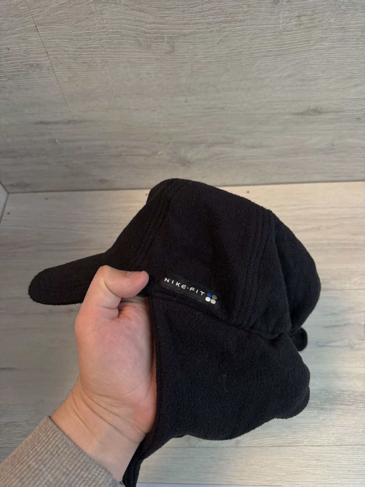 Nike 90s Vintage Nike Fleece Hat Cap Trapper Uschanka Black Size ONE SIZE - 3 Thumbnail