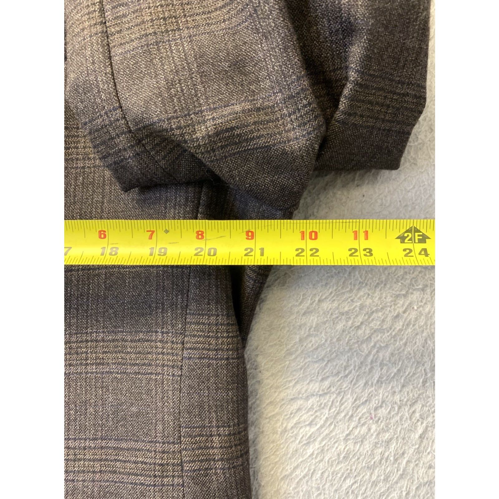 Calvin Klein VINTAGE Calvin Klein Men's Sport Coat Blazer 44L Wool Brown Plaid Single-Breasted 90s Formal Business Size 44L - 5 Thumbnail
