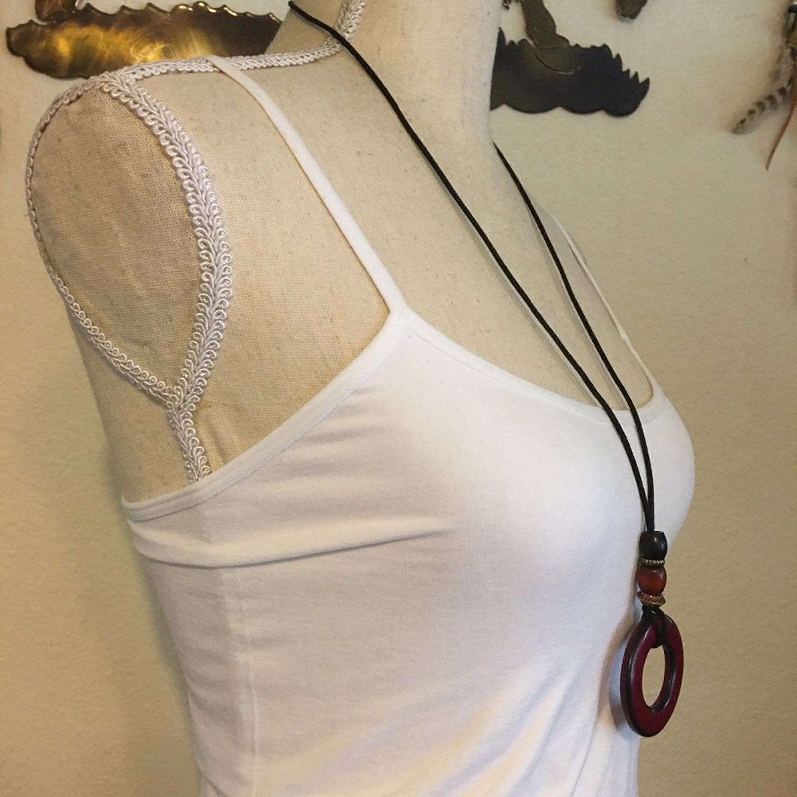 Jewelry Boho round disc beaded soft cord necklace Size ONE SIZE - 2 Thumbnail