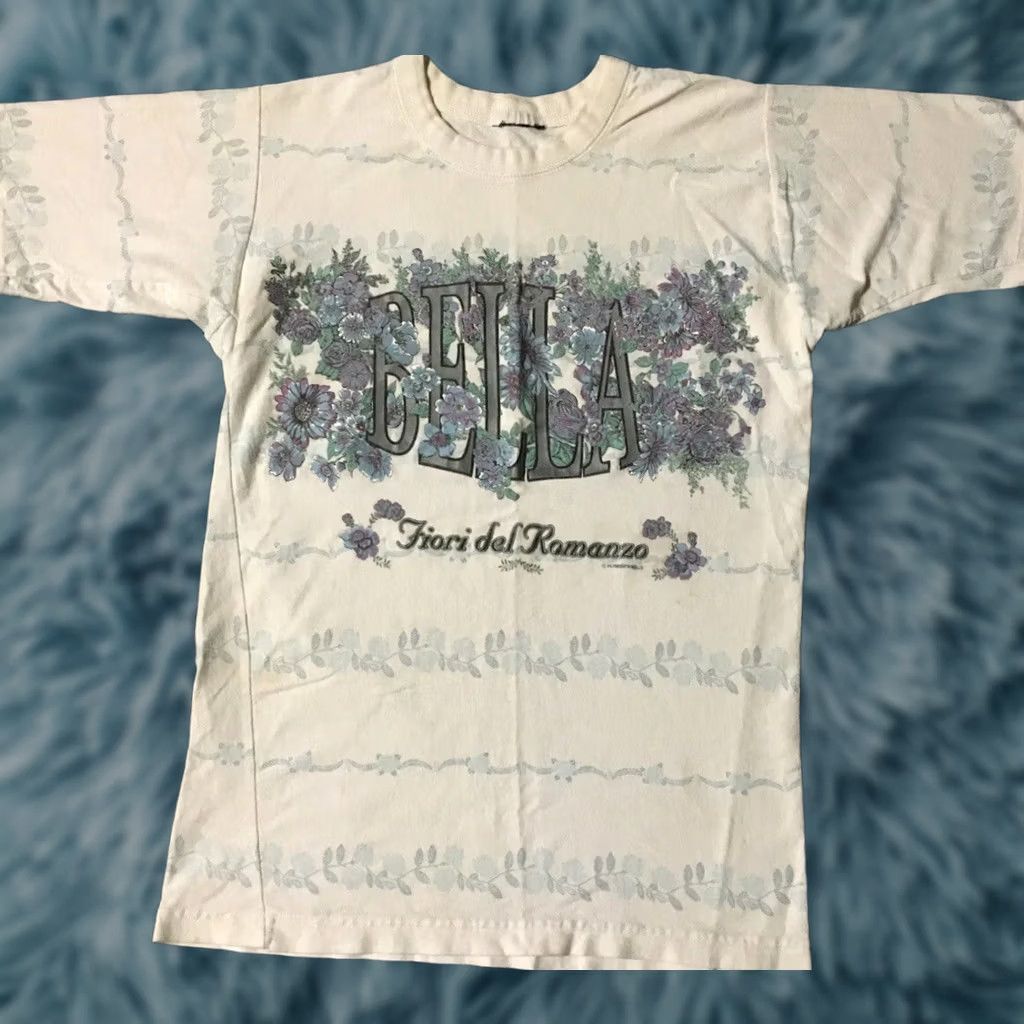 Bell VINTAGE Bella Flower All Over Print Shirt S USA Nature Beach Art Grunge Surf Skate 90s 80s Mens White Size US S / EU 44-46 / 1 - 1 Thumbnail