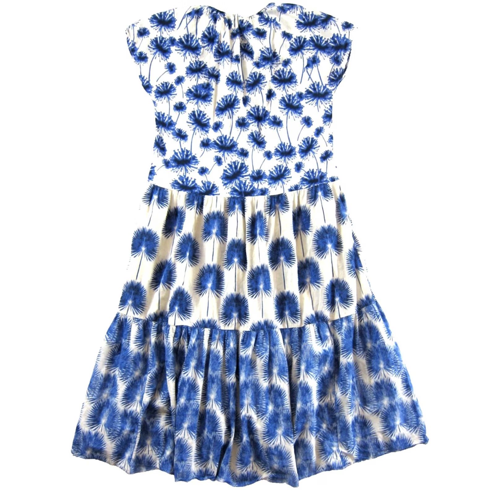 Zara ZARA Blue White Floral Cotton Cap Sleeve Maxi Dress S Pockets Size S / US 4 / IT 40 - 2 Thumbnail