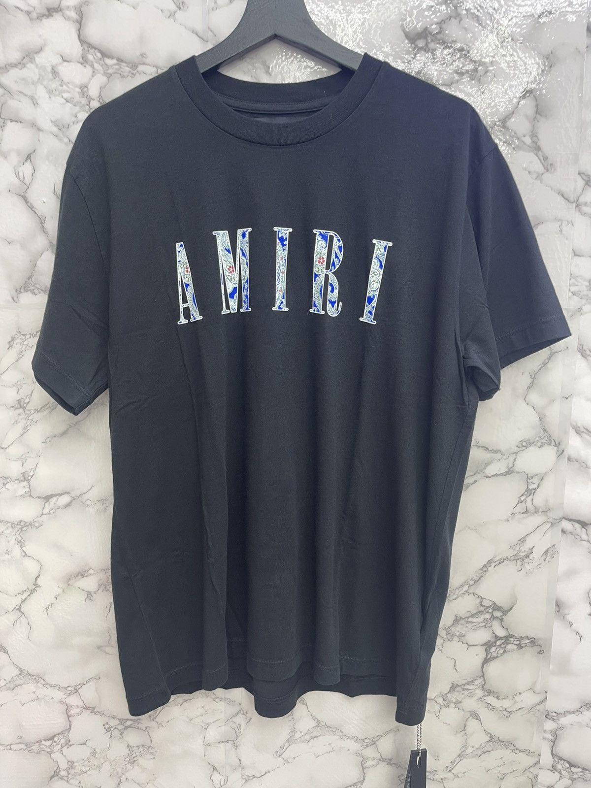 Amiri Amiri core logo paisley tee (black/blue) Size US S / EU 44-46 / 1 - 1 Thumbnail