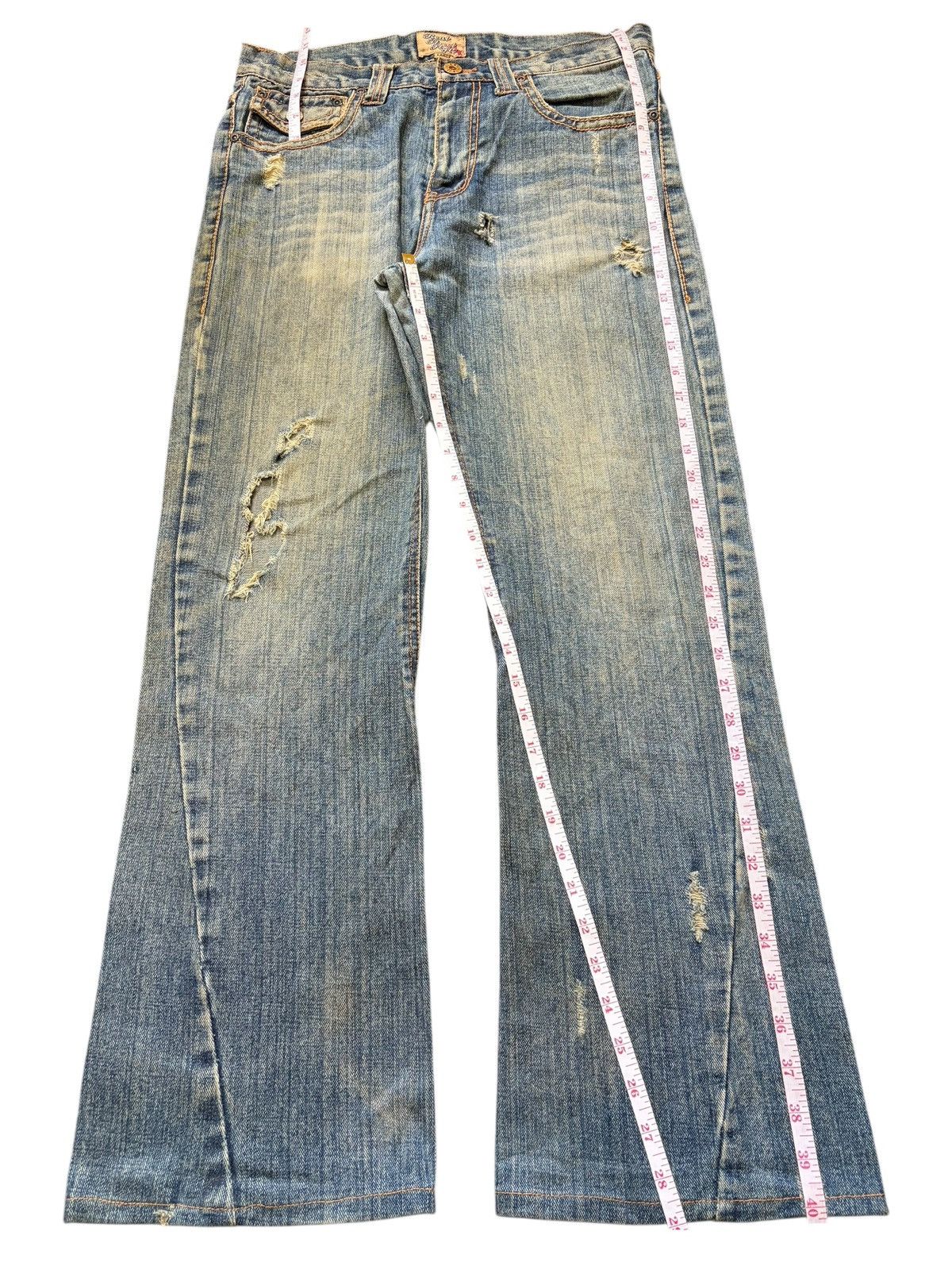 If Six Was Nine Vintage Japanese Nylaus Mud Wash Distressed Flare Jeans Size US 32 / EU 48 - 7 Thumbnail