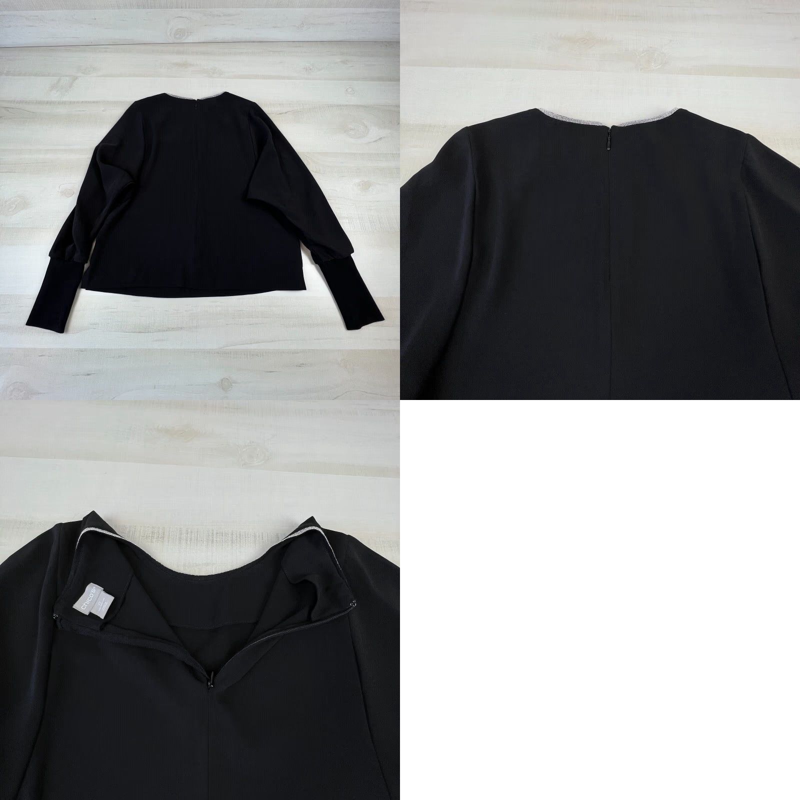 Vintage Chicos Black Long Sleeve Blouse Top Womens 4 Embellished Neckline Size S / US 4 / IT 40 - 8 Thumbnail
