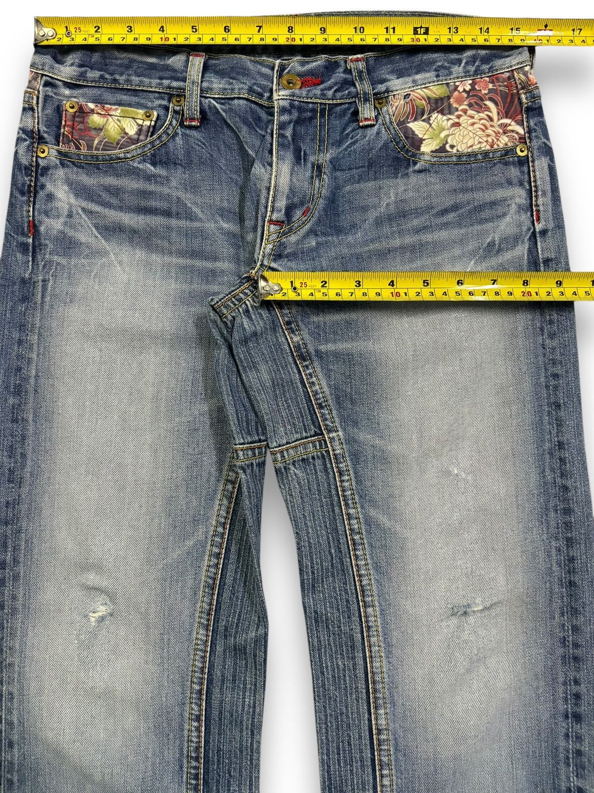 Japanese Brand Vintage Eternal Floral Cracked Washed Distressed Jeans Size US 30 / EU 46 - 15 Thumbnail