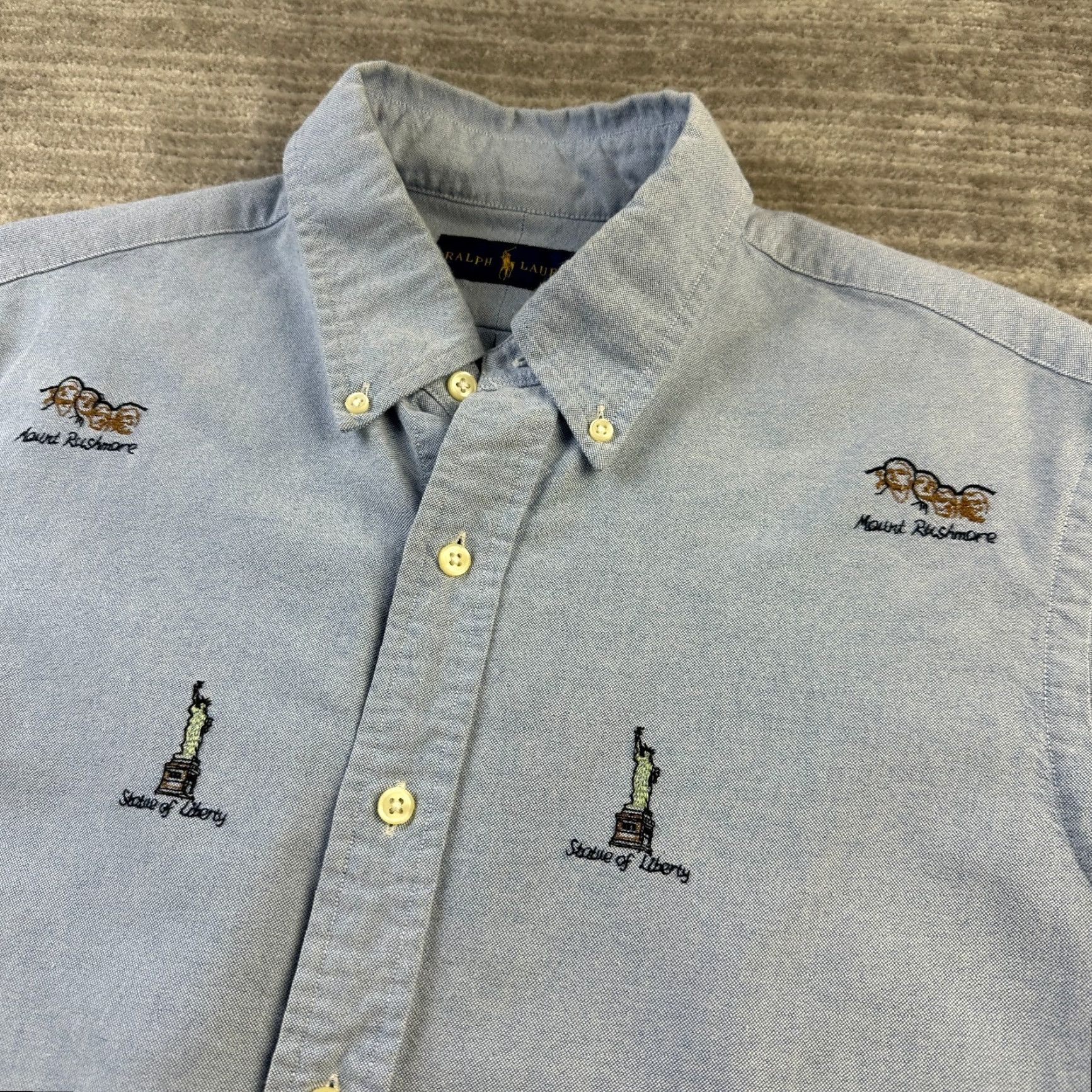 Polo Ralph Lauren Polo Ralph Lauren Shirt Mens Large Blue All Over Print Oxford USA Monuments Size US L / EU 52-54 / 3 - 3 Thumbnail