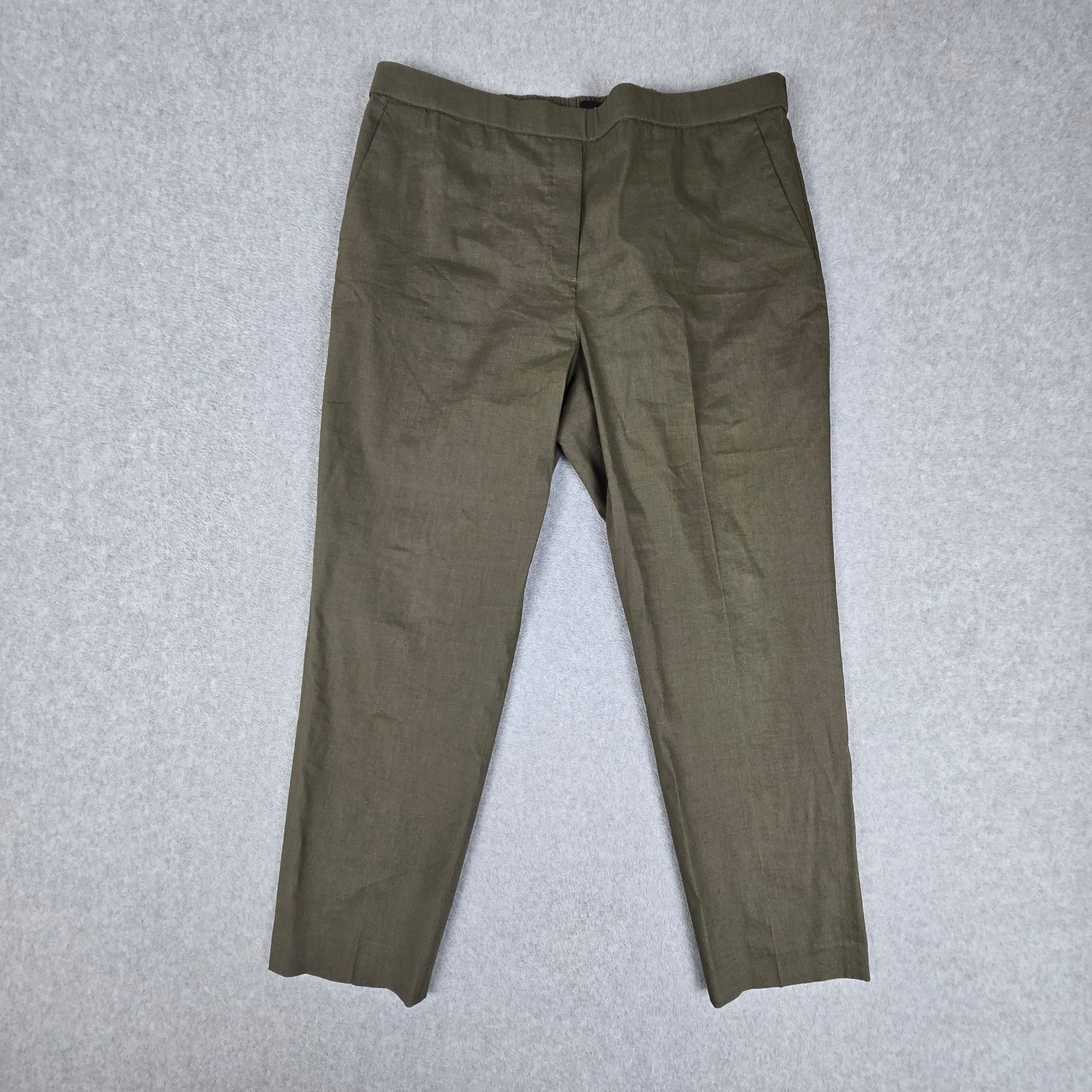 Theory Theory 12 Olive Green Linen Blend Pull On Pants Pockets Size 34" / US 12 / IT 48 - 1 Thumbnail