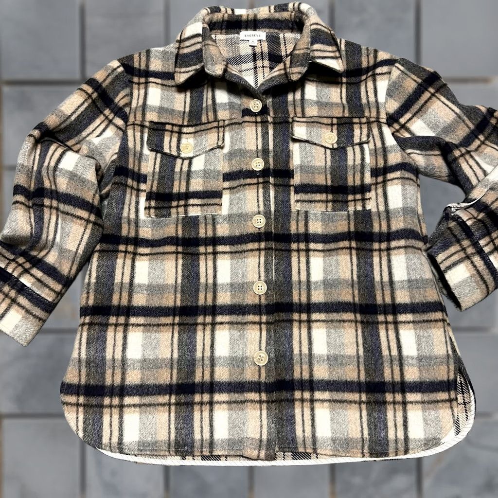 Vintage VINTAGE? Evereve Simone Plaid Shacket Women Medium Soft Brushed Fleece Button Down Jacket Shirt Womens Brown M Size M / US 6-8 / IT 42-44 - 1 Thumbnail