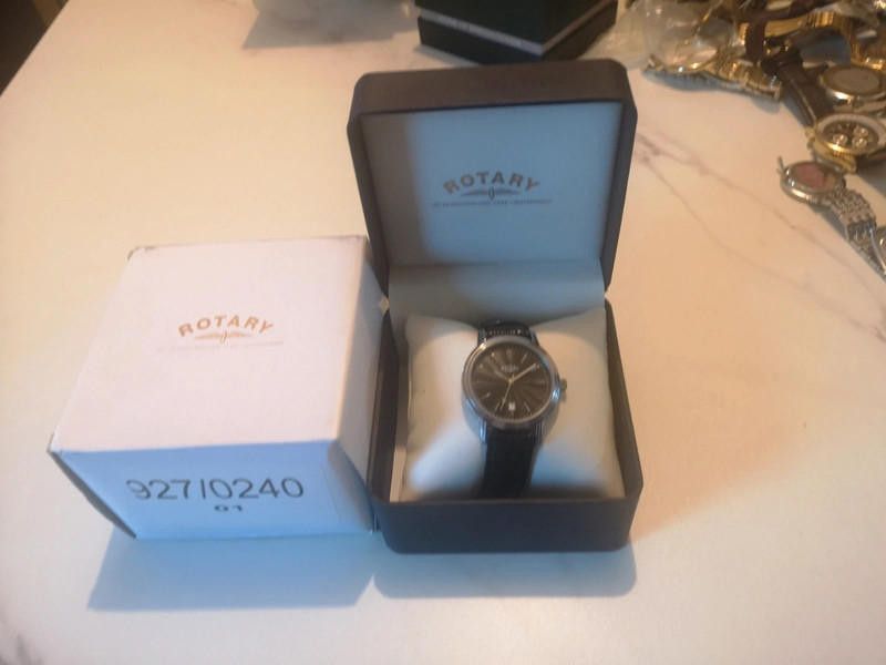 Designer Rotary black dial leather strap watch Size ONE SIZE - 6 Thumbnail
