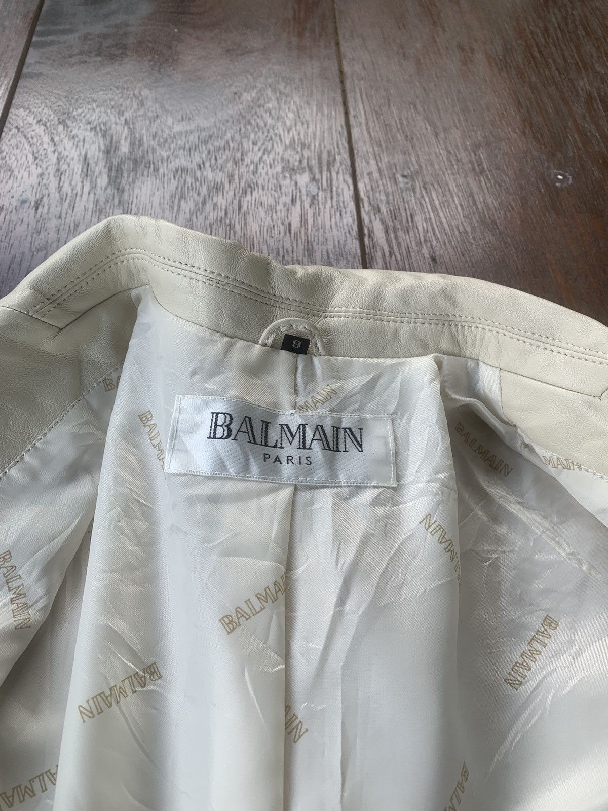 Balmain × Designer Balmain Paris white leather coat jacket Size S / US 4 / IT 40 - 6 Thumbnail
