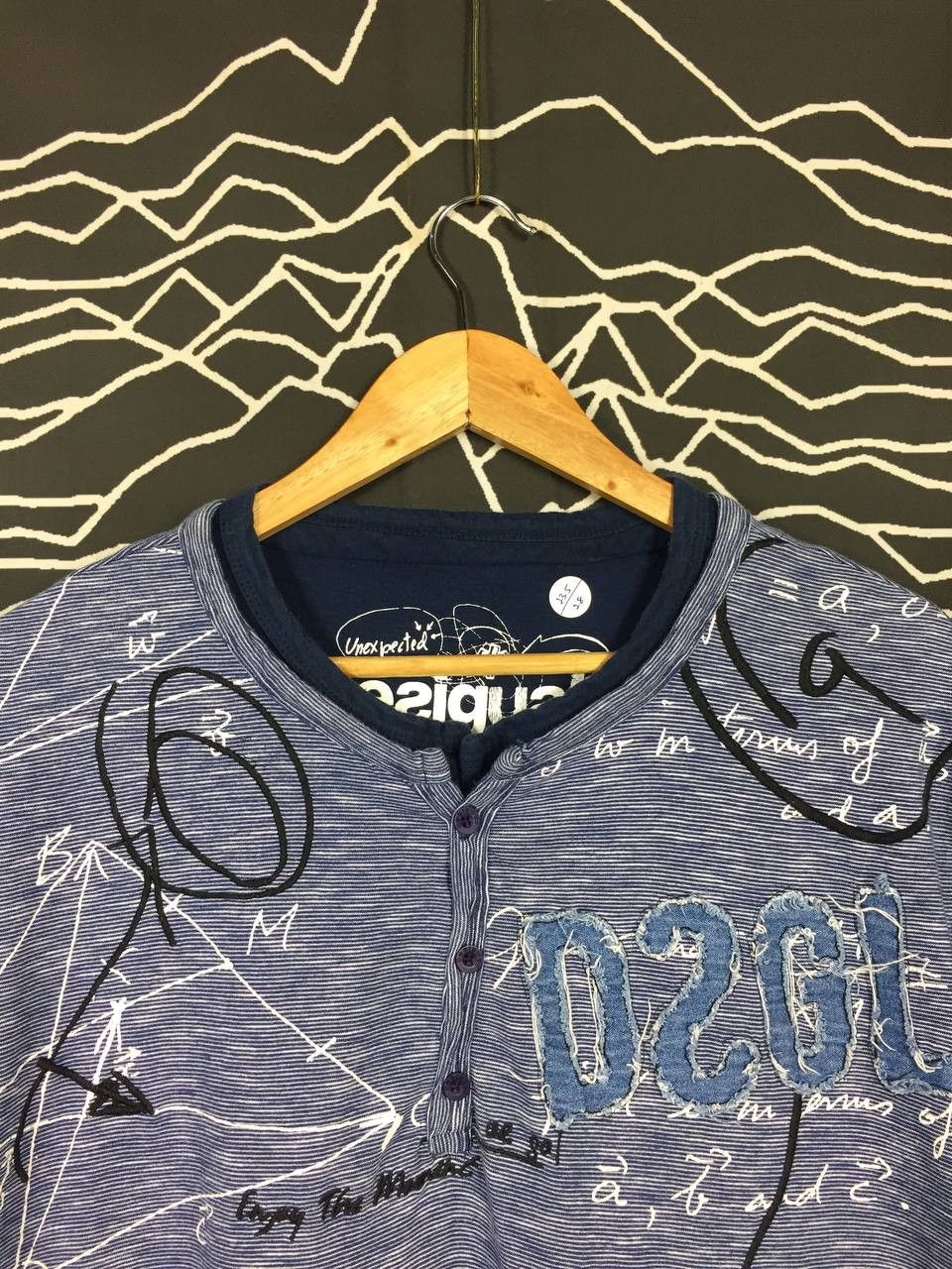 Designer × Desigual Desigual The Life Is Brue Henley Neck Tee Size US XL / EU 56 / 4 - 4 Thumbnail
