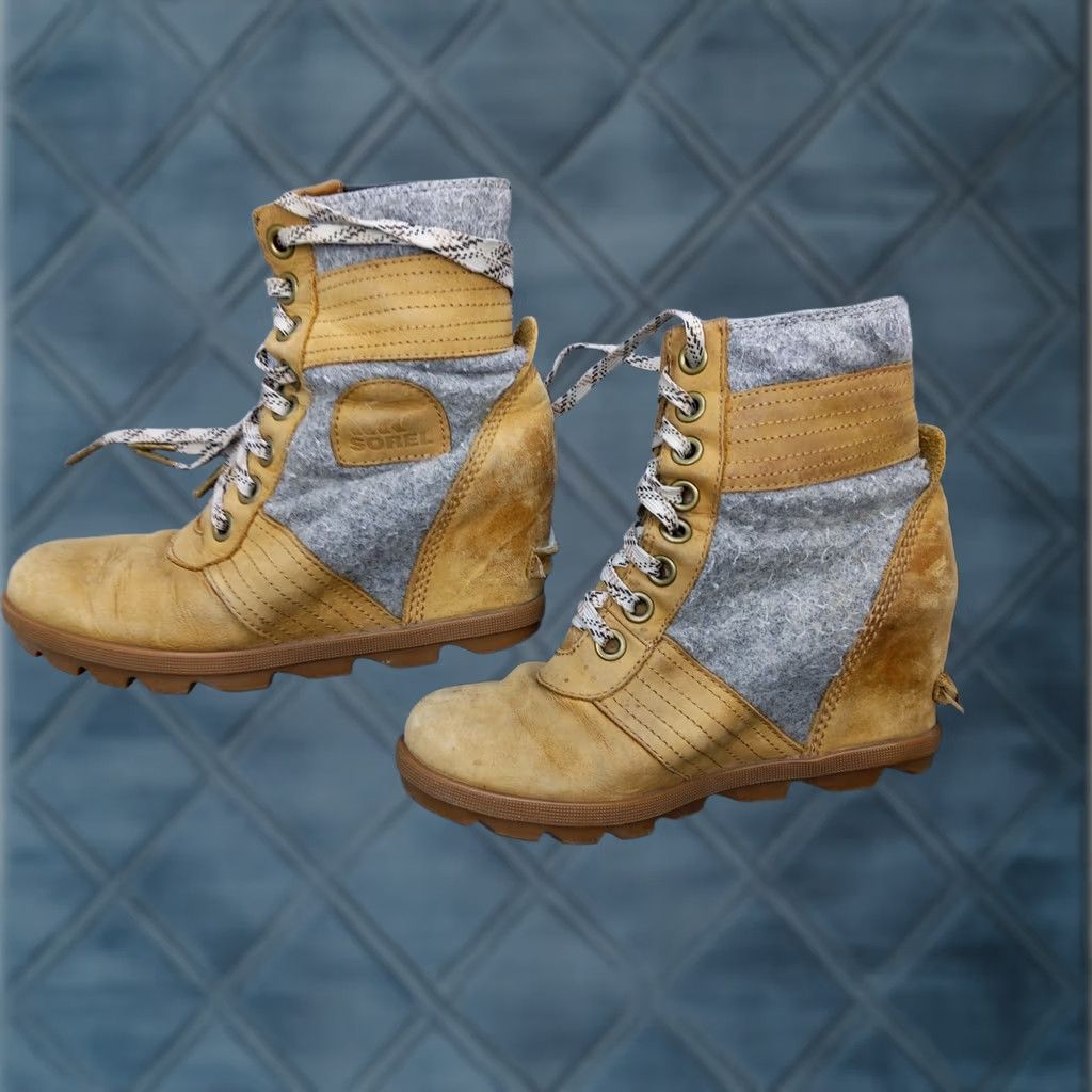 SOREL Sorel Boots Womens 7 Brown Leather Snow Ankle Wedge Lace Up NL3376-224 Size US 7 / IT 37 - 1 Thumbnail