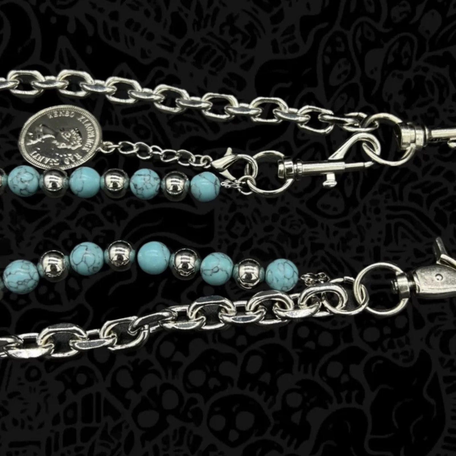 Jewelry Turquoise Beaded Wallet Chain, Pants Chain Size ONE SIZE - 4 Thumbnail