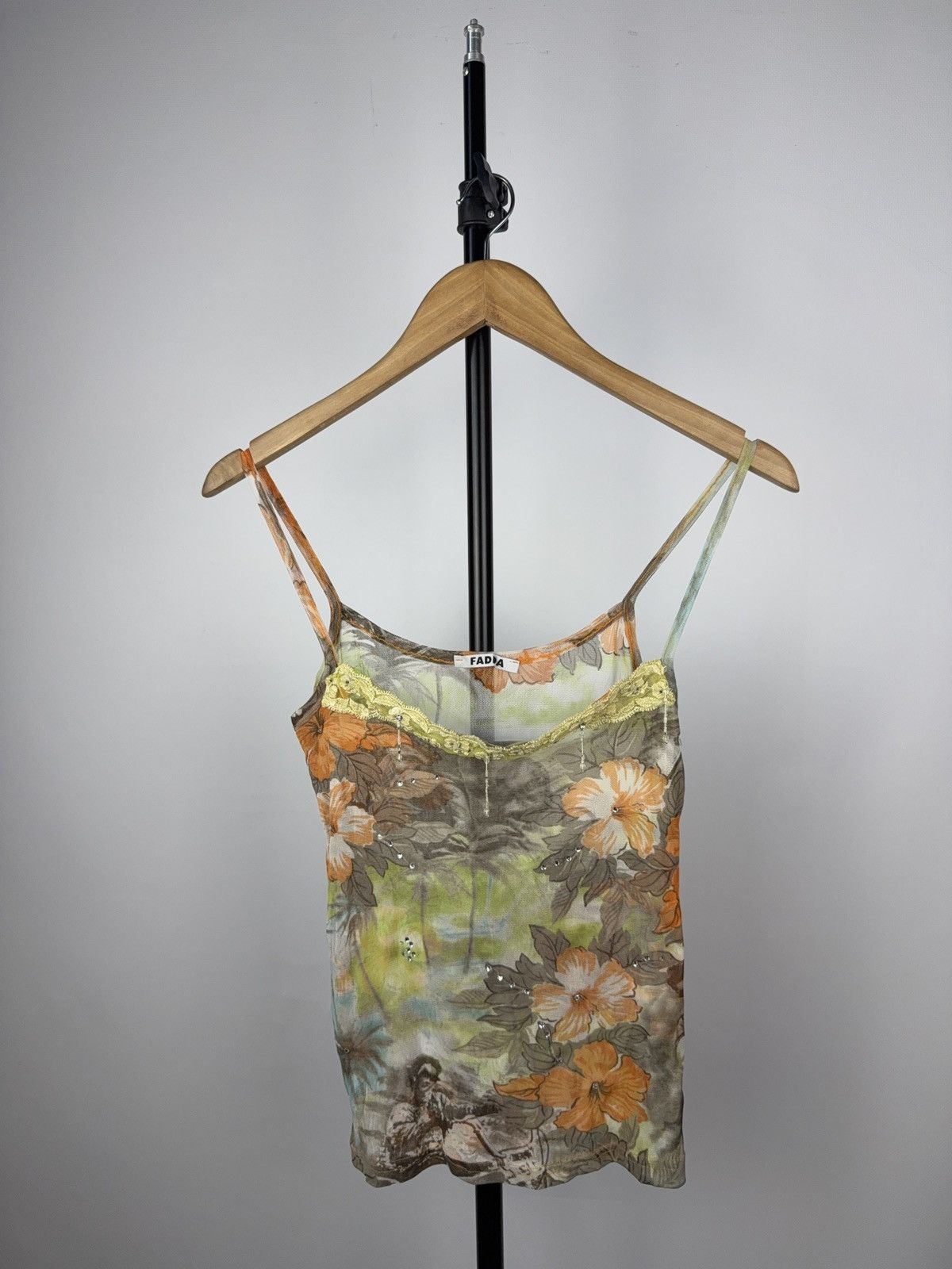 Designer × Vintage FADDA Y2K Floral Mesh Twin Set with Rhinestones Size S/M Size S / US 4 / IT 40 - 2 Thumbnail
