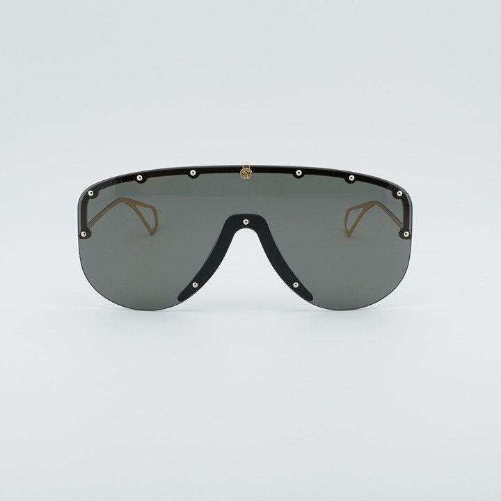 Gucci Gucci GG0667S 001 Sunglasses Gold Shield Frame, Grey Lenses Size ONE SIZE - 3 Thumbnail