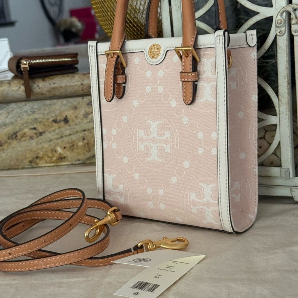 Tory Burch Tory Burch Mini T Monogram Perforated Leather Tote Crossbody Size ONE SIZE - 1 Thumbnail