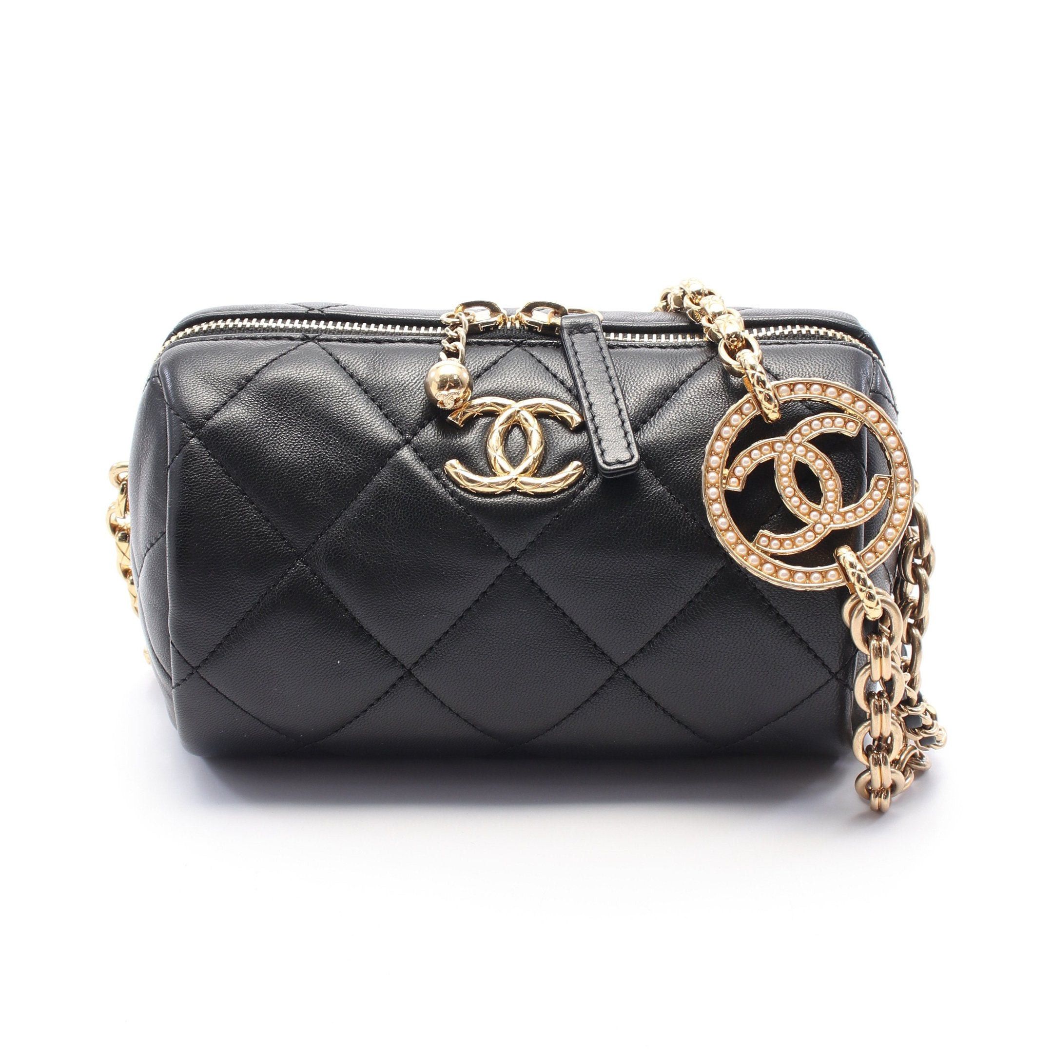 Chanel Chanel Mini Bowling Bag Matelasse Chain Shoulder Leather Black Gold Hardware Size ONE SIZE - 1 Thumbnail