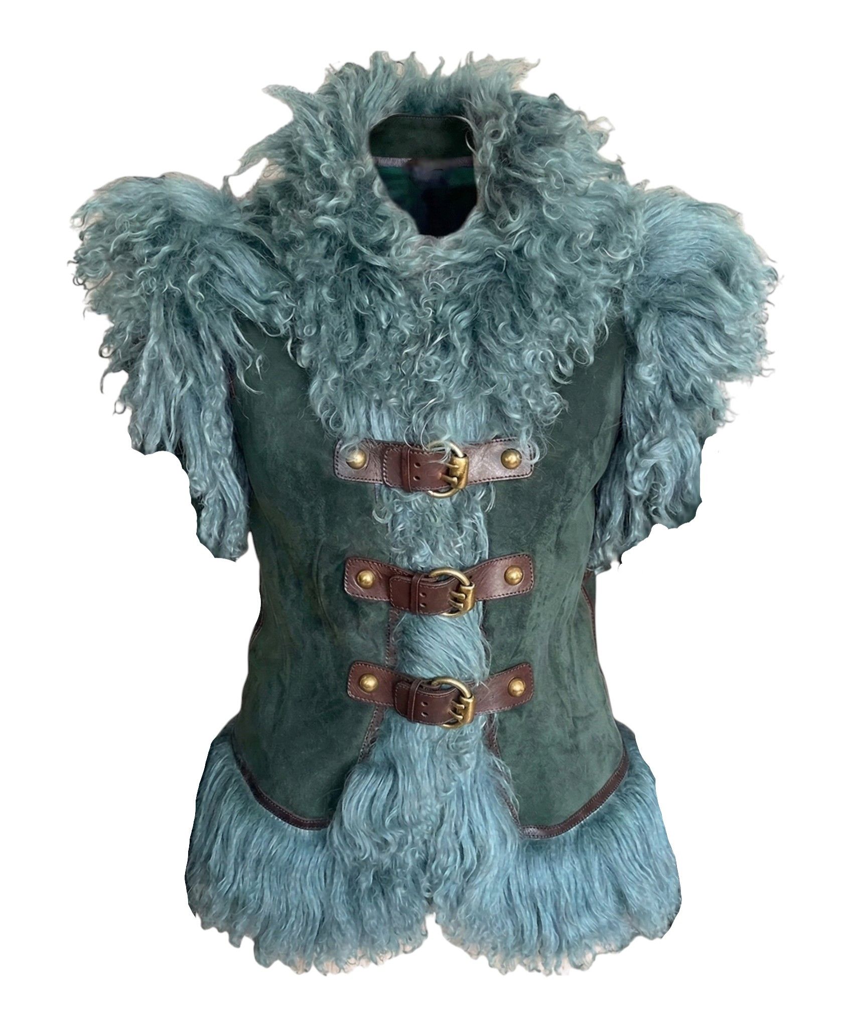 Gucci F/W 2008 RUNWAY BOHO STYLE SHEARLING SUEDE ELATHER VEST Size M / US 6-8 / IT 42-44 - 1 Thumbnail